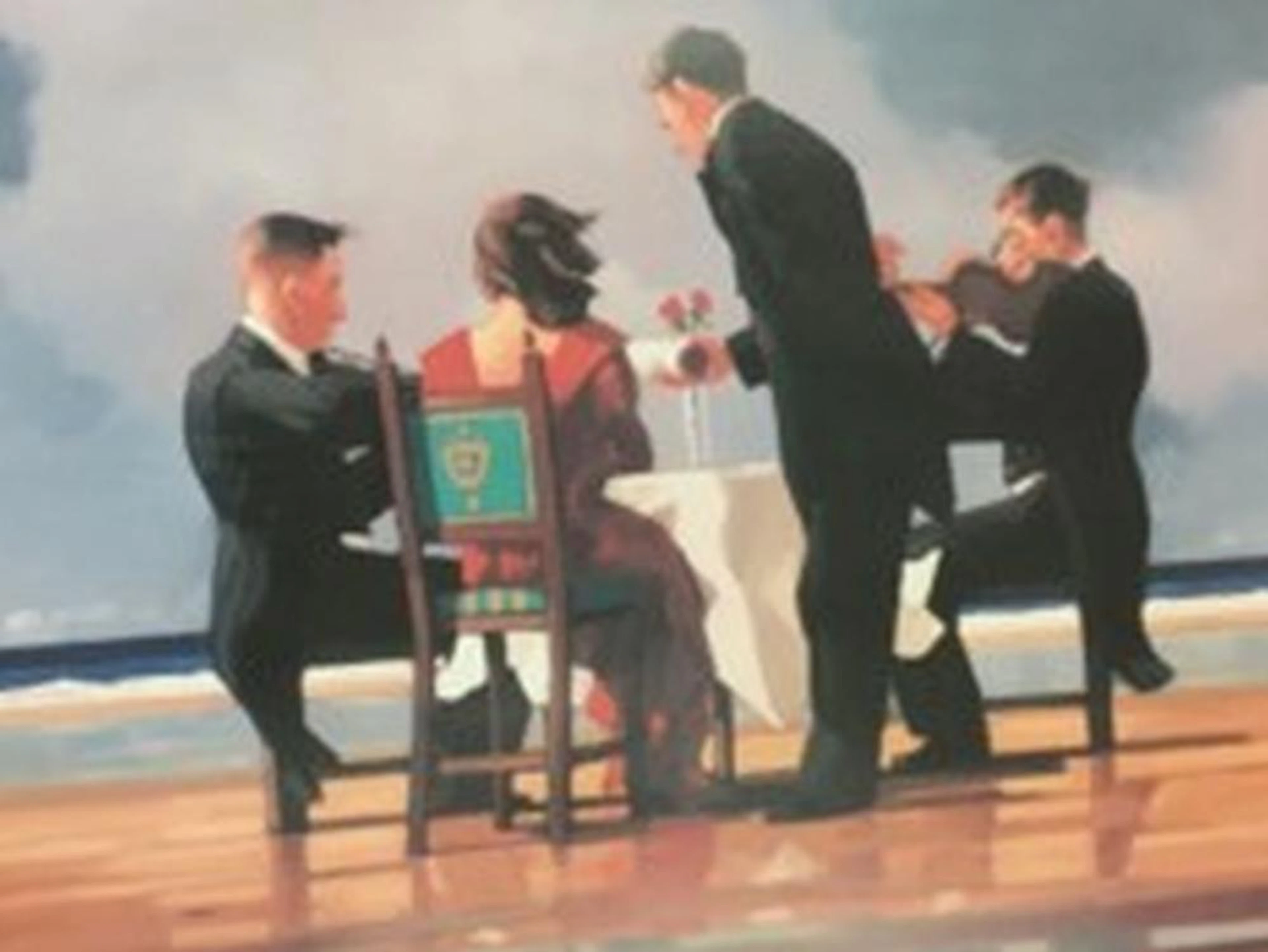 Jack Vettriano, coloured lithographic print, titled ?Elegy for the Dead Ad