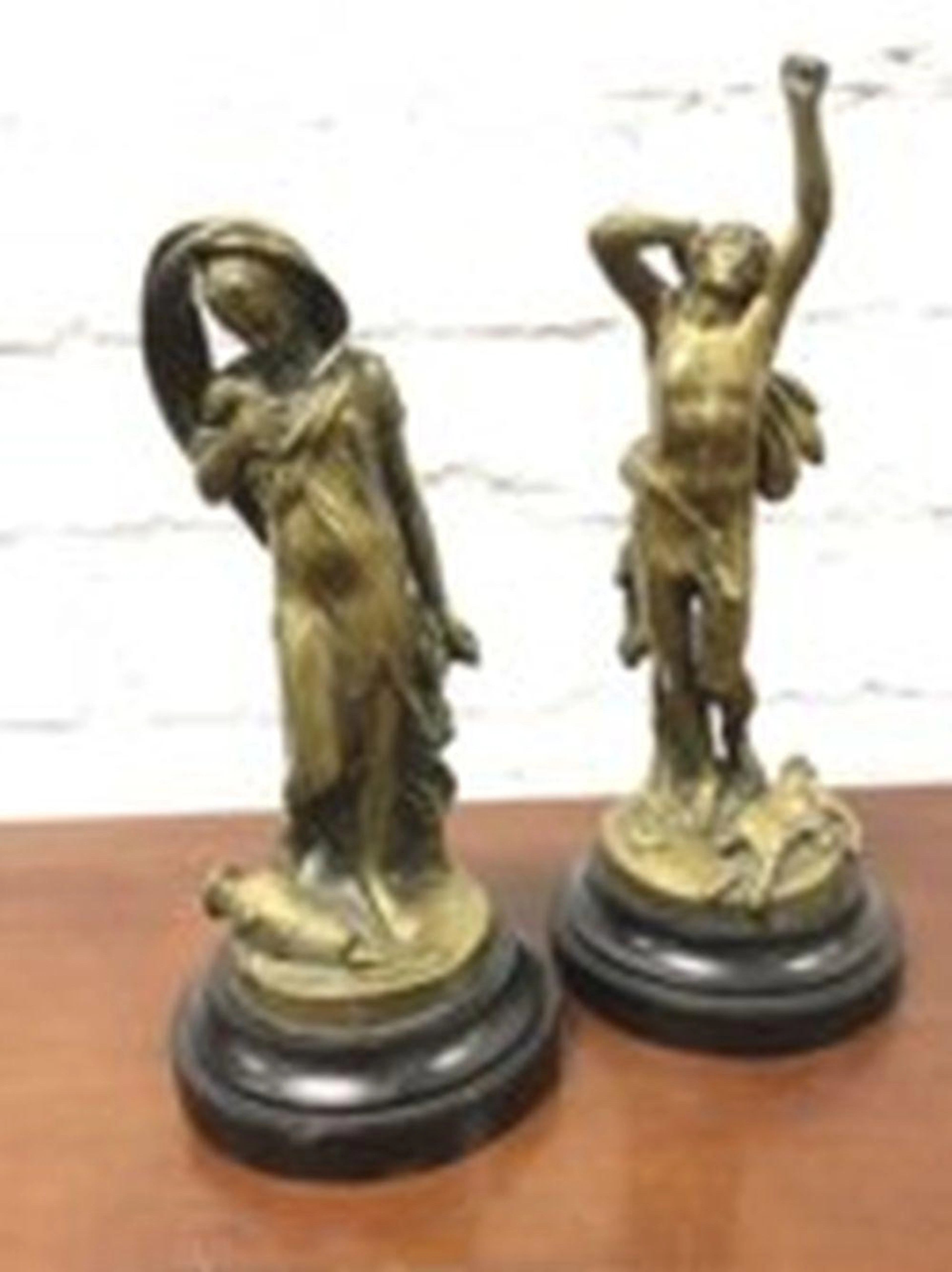 A pair of nineteenth century classical bronze allegorical figures - La Cruc