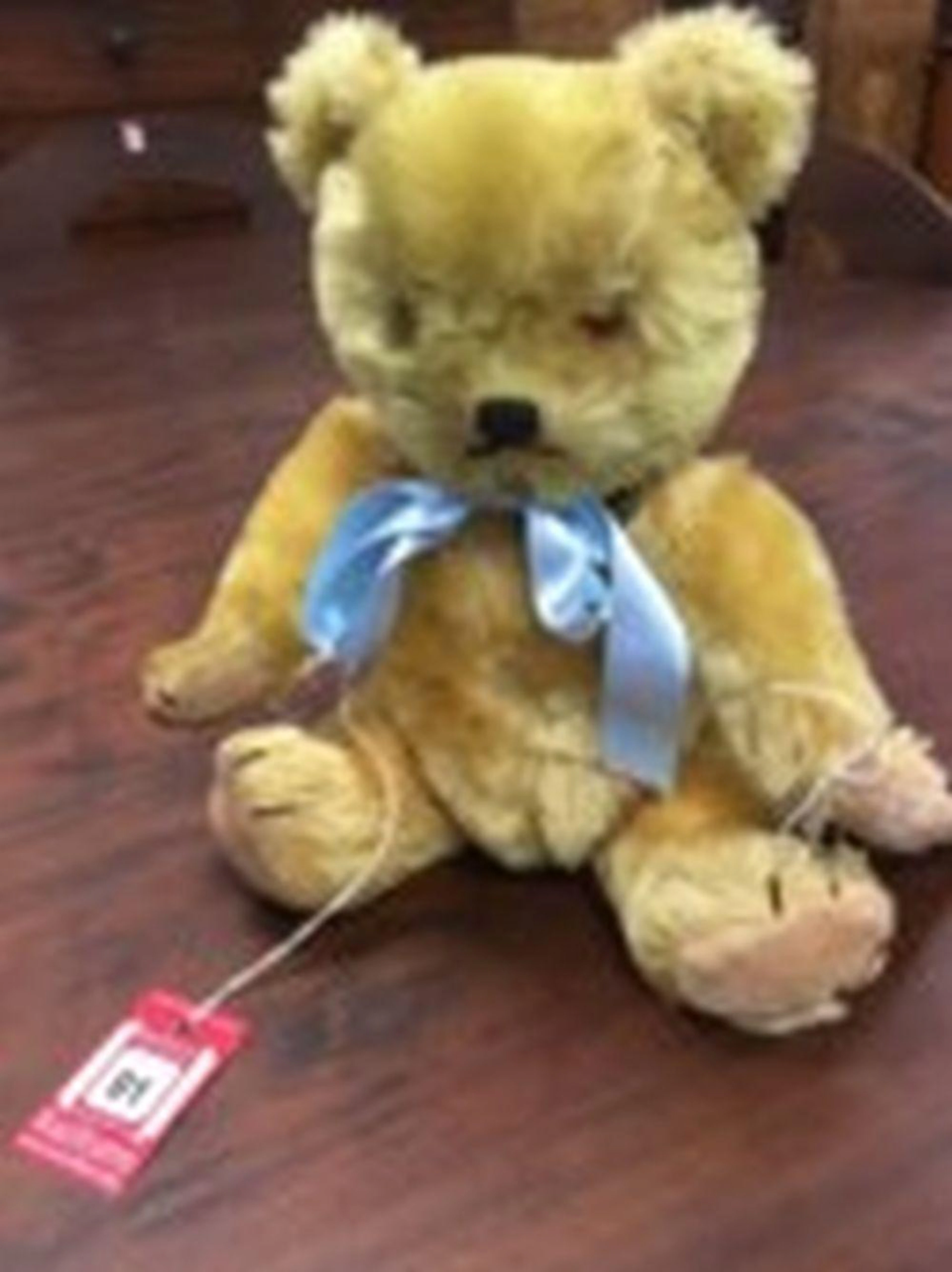 A 1960s Chad Valley Chiltern mohair bear, with fully jointed body, velvet p
