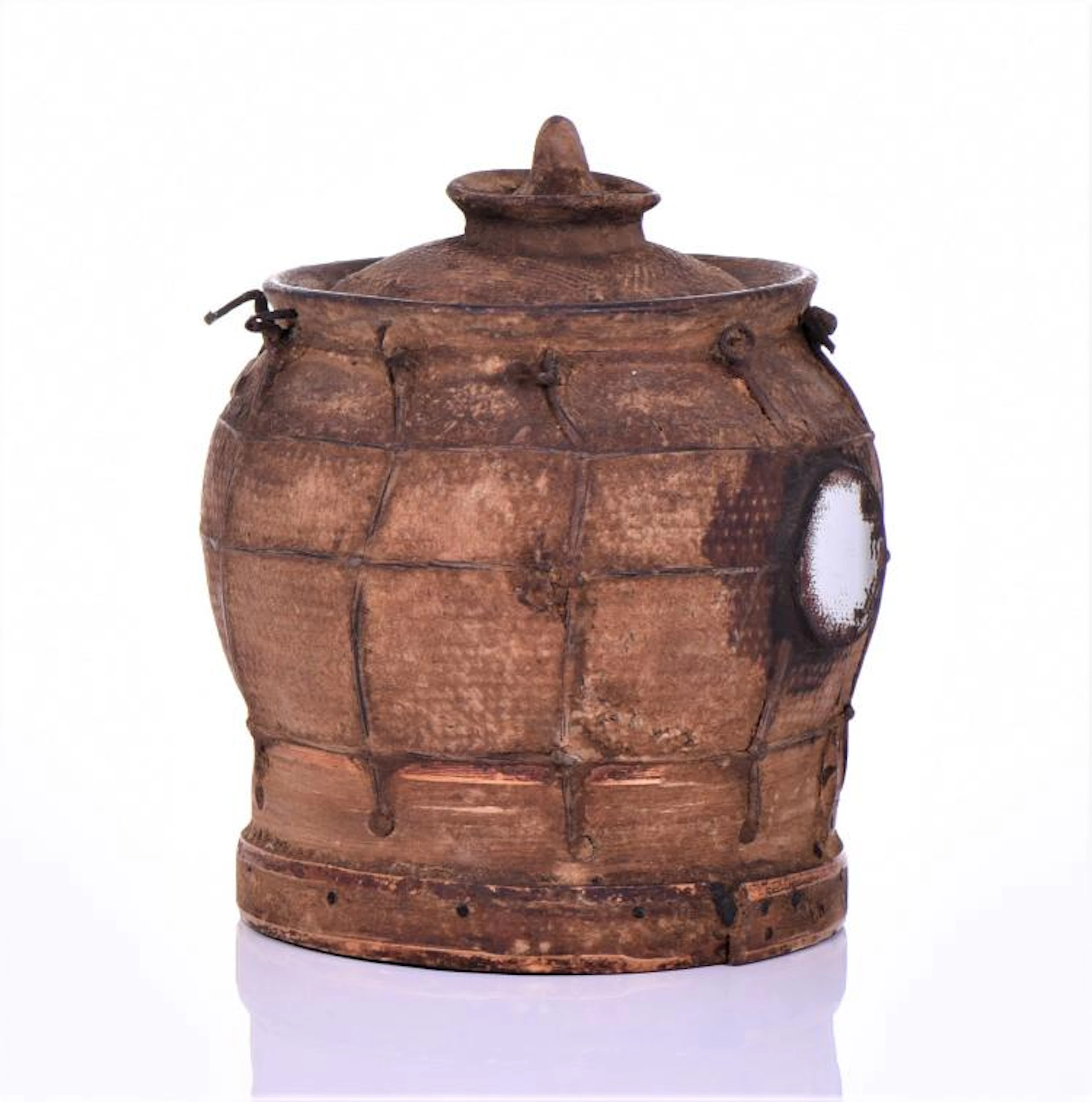African Nkondi Terra Cotta Two Level Food Container