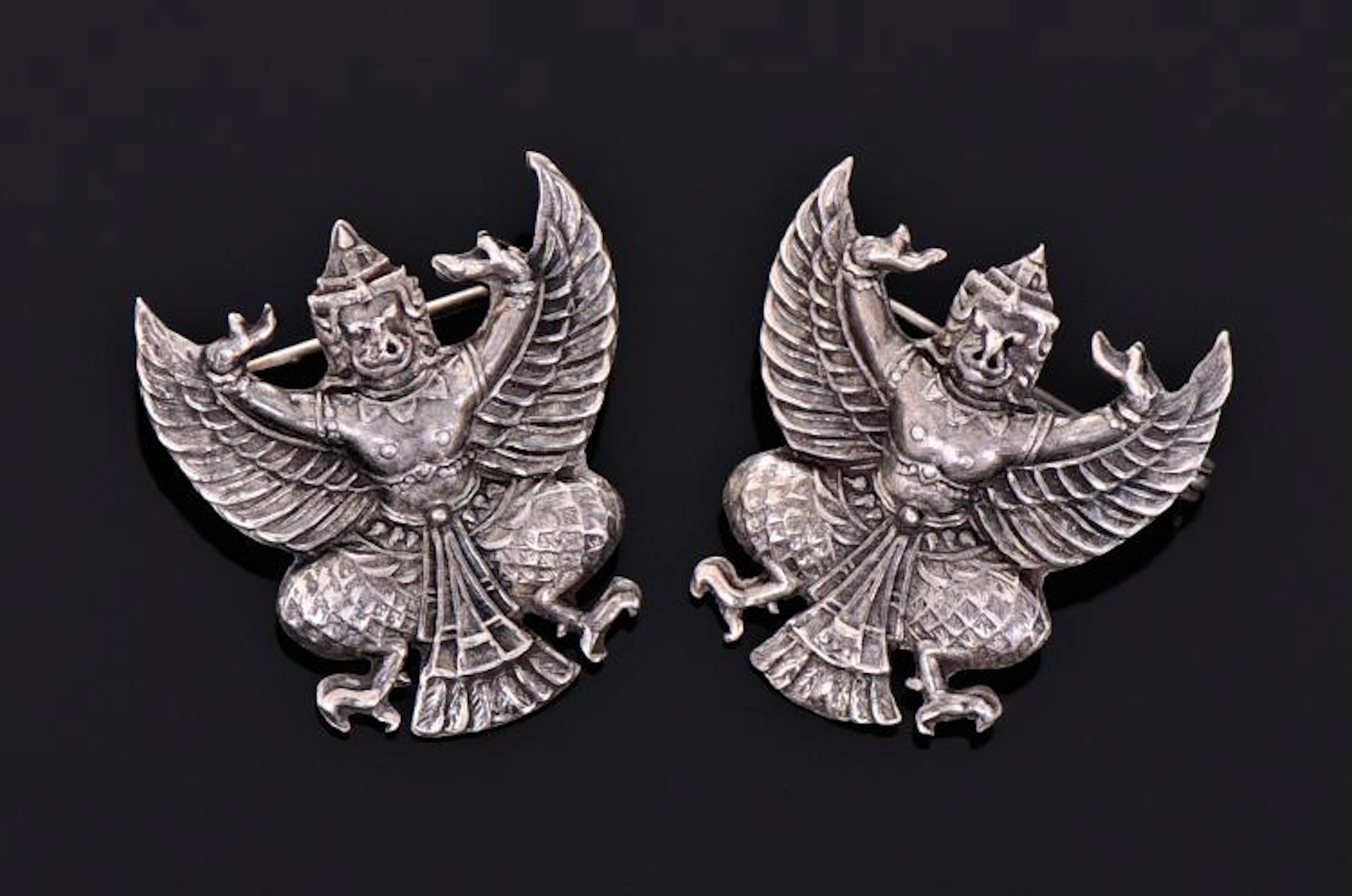 Two Siam Sterling Silver Ramakien Brooches. Silver