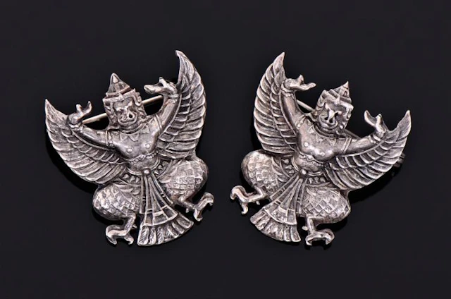 Two Siam Sterling Silver Ramakien Brooches. Silver