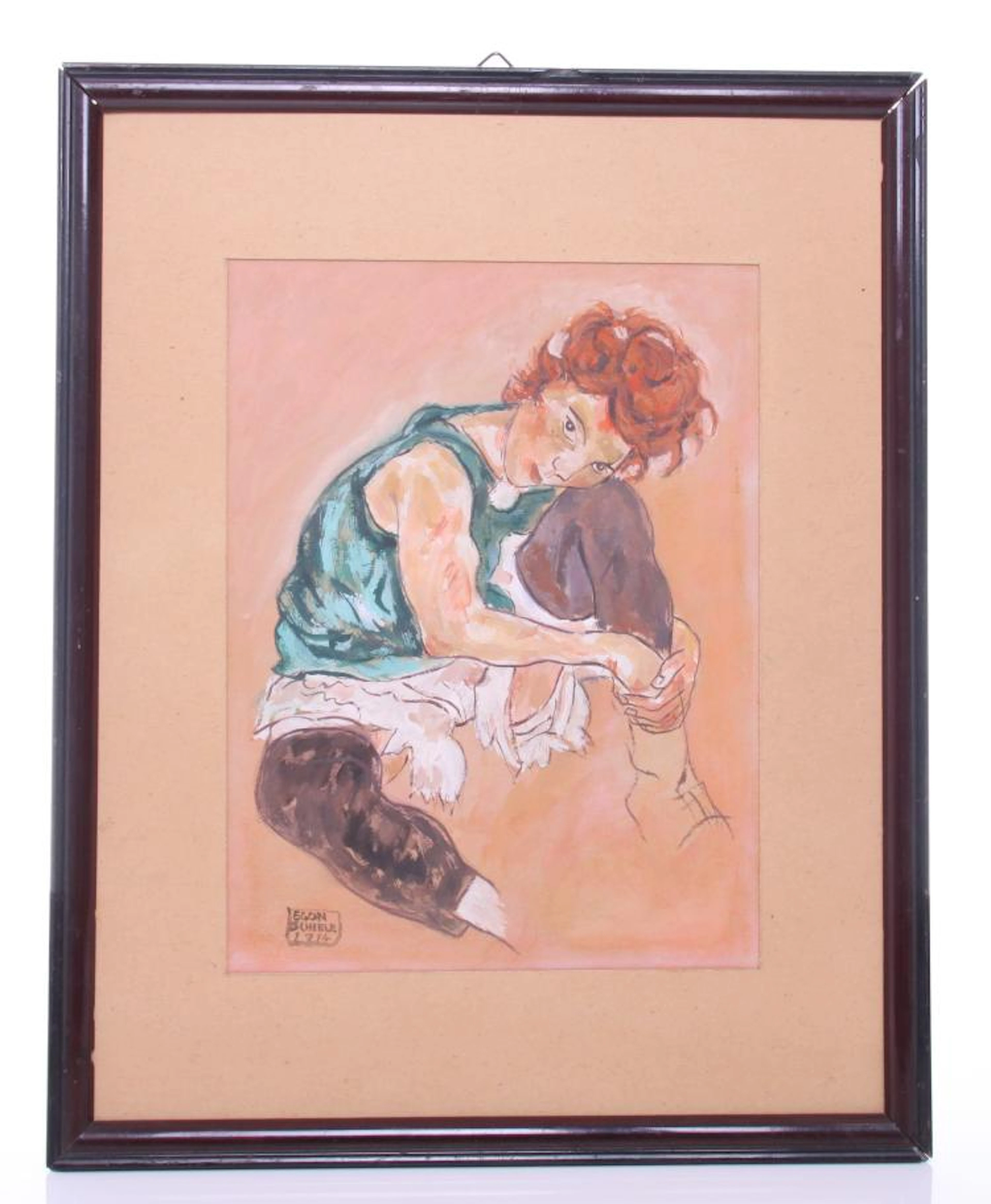 Egon Schiele (1890-1918) Original gouache painting beli