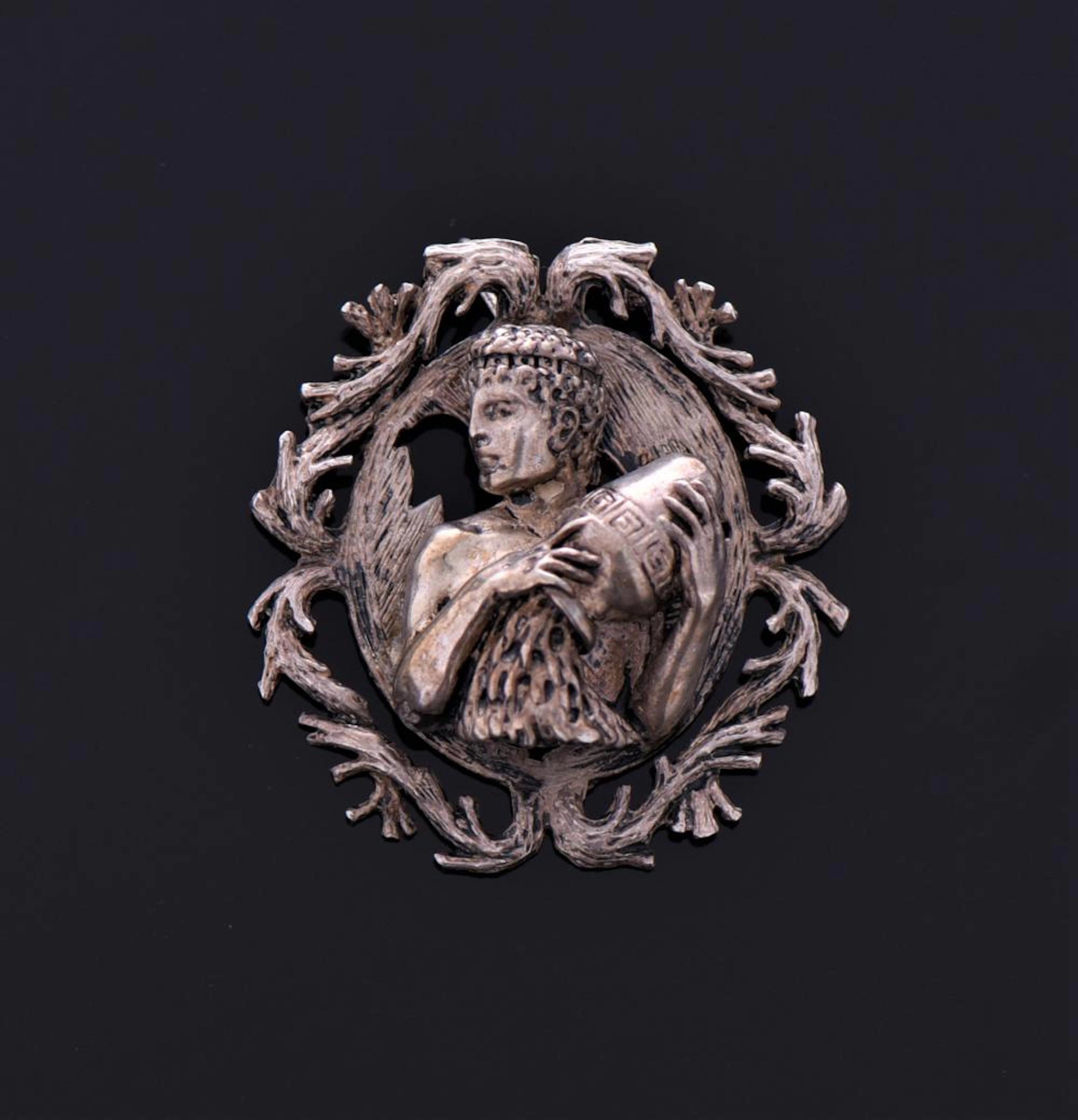 Antique Sterling Silver Pendant Of The Greek
