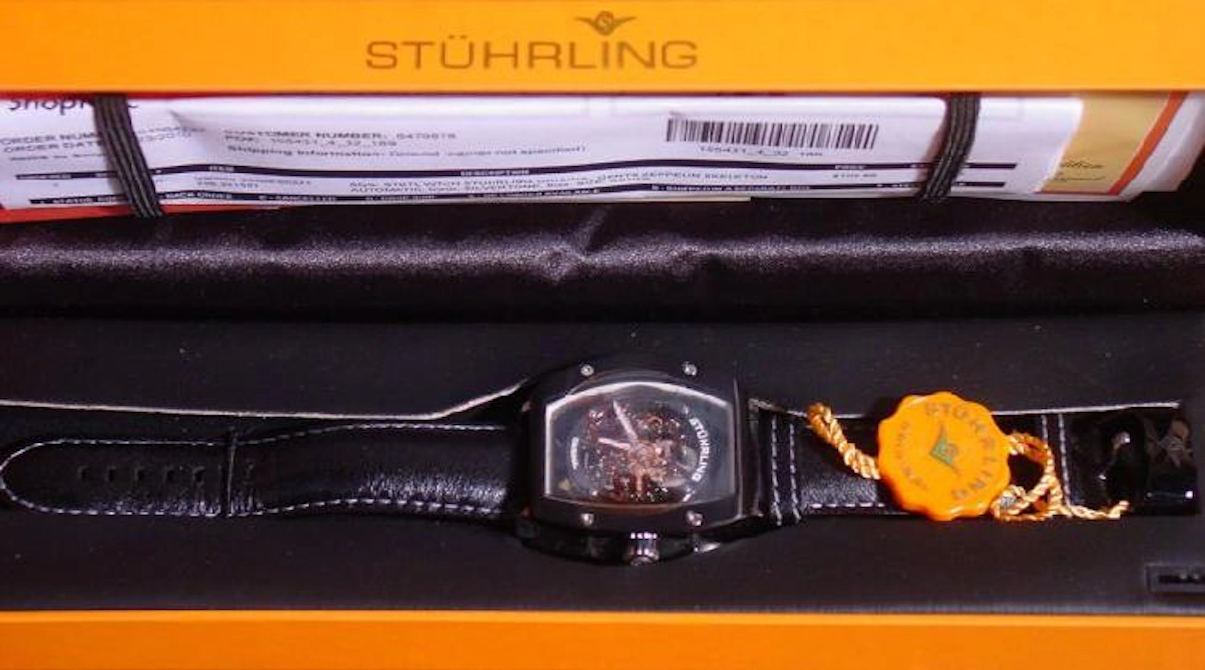 Stuhrling Original Zeppelin Skeleton automatic watch, OB $118 new