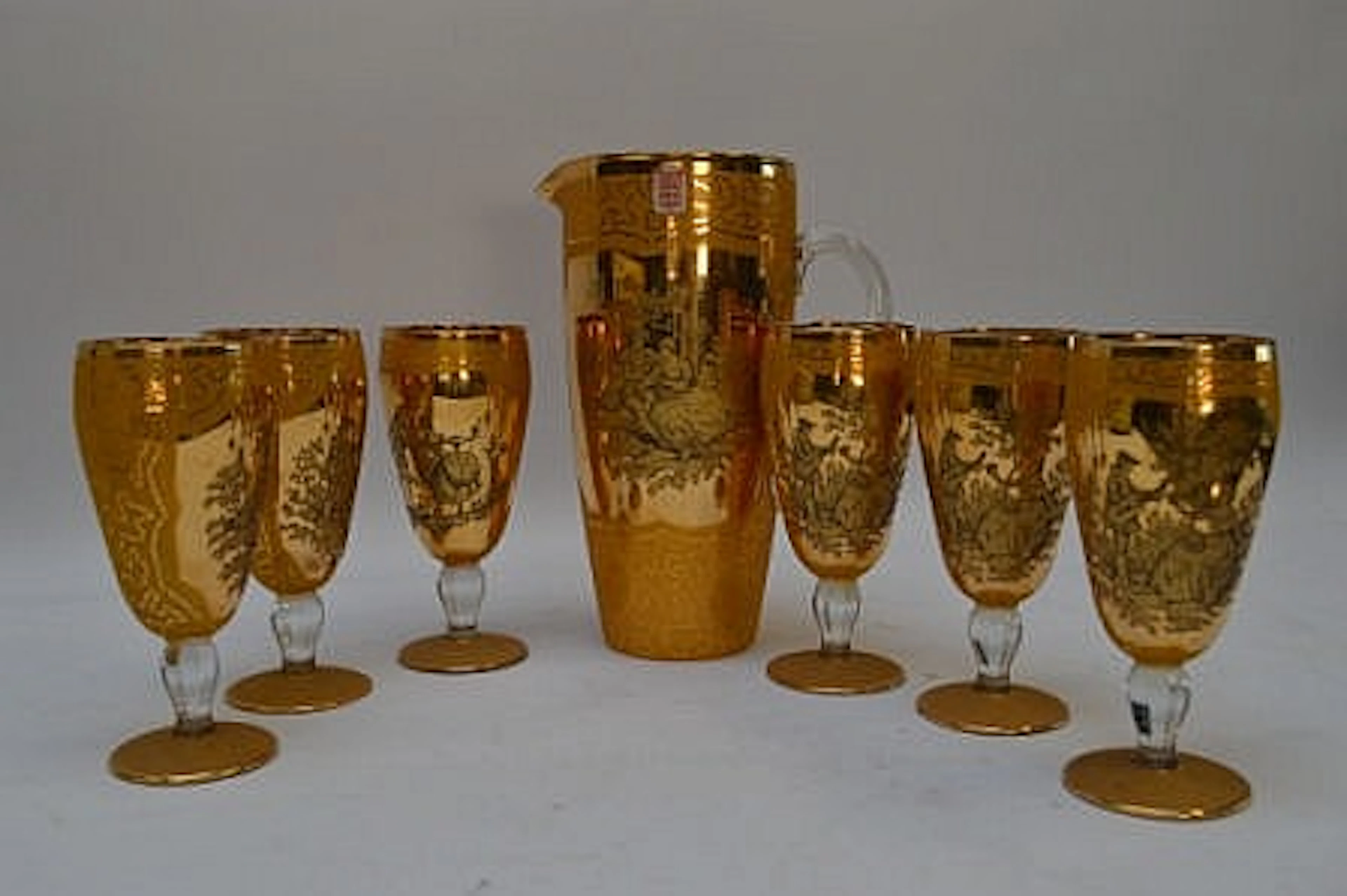 Service à orangeade en verre de Monaco comprenant 6 verres e