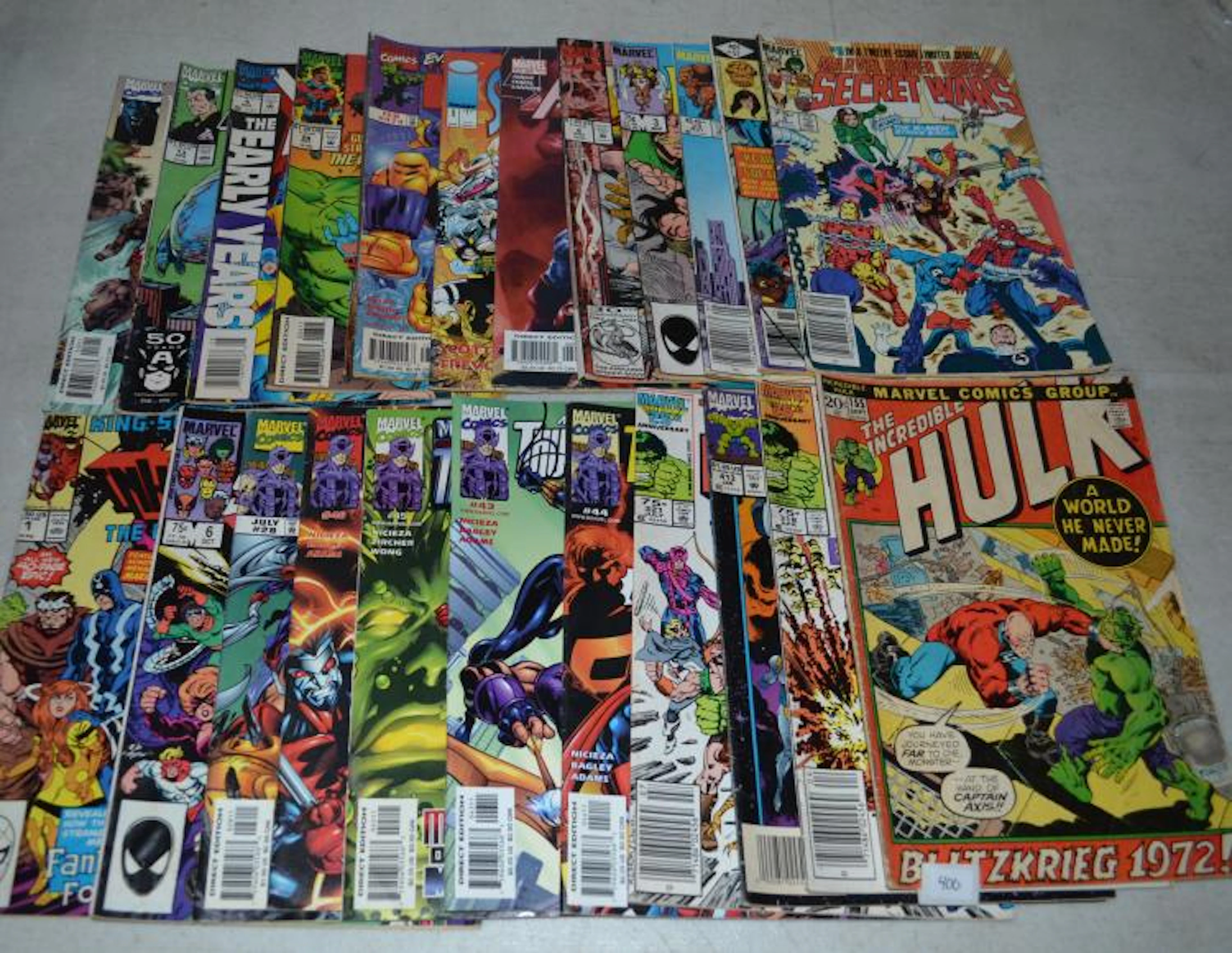 Lot Of 23 Vintage Marvel Comics 20 Cent Incredible Hulk And More
