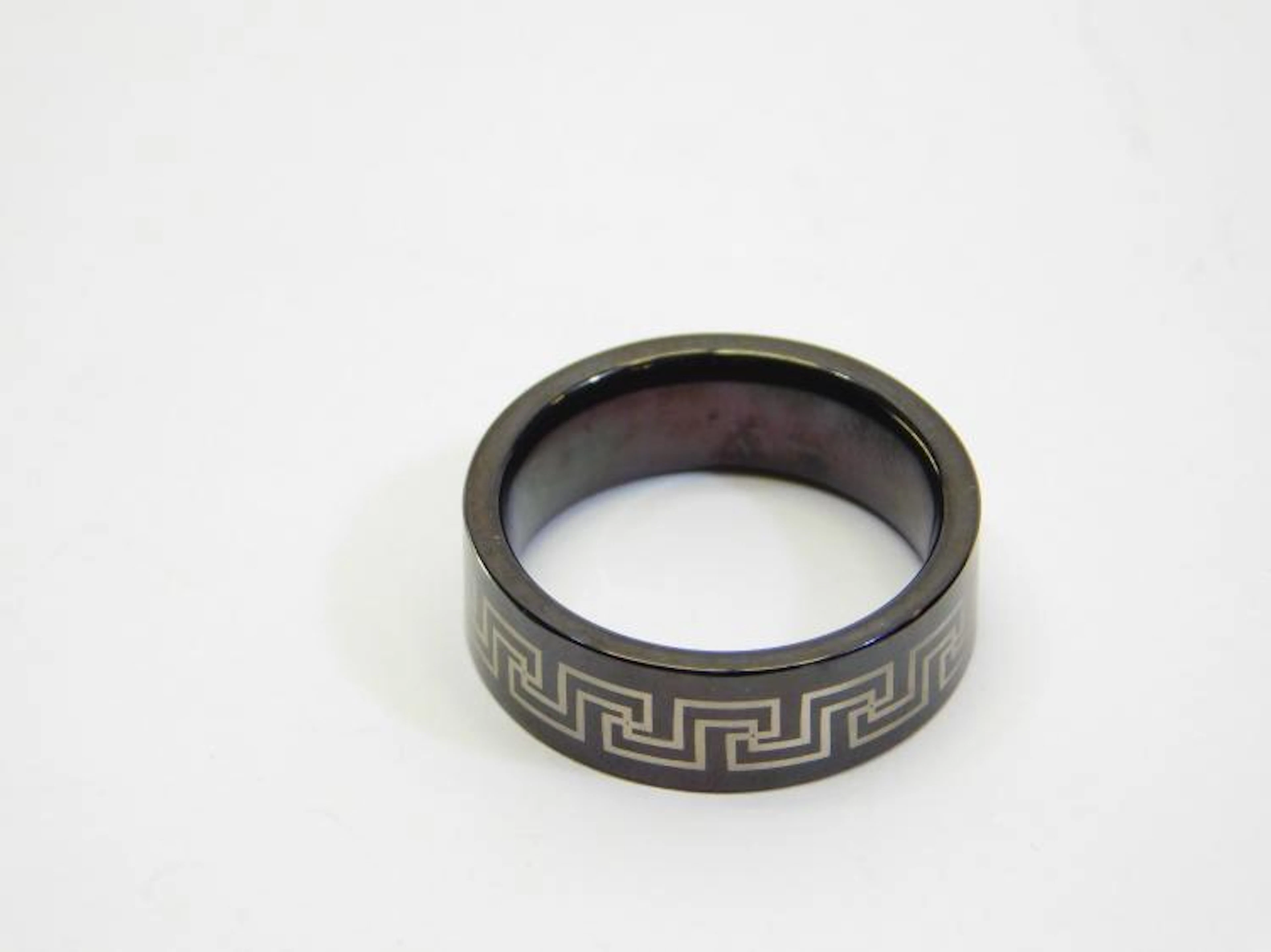 Black Tungsten Carbide Greek Design Men's Band Ring Sz 11