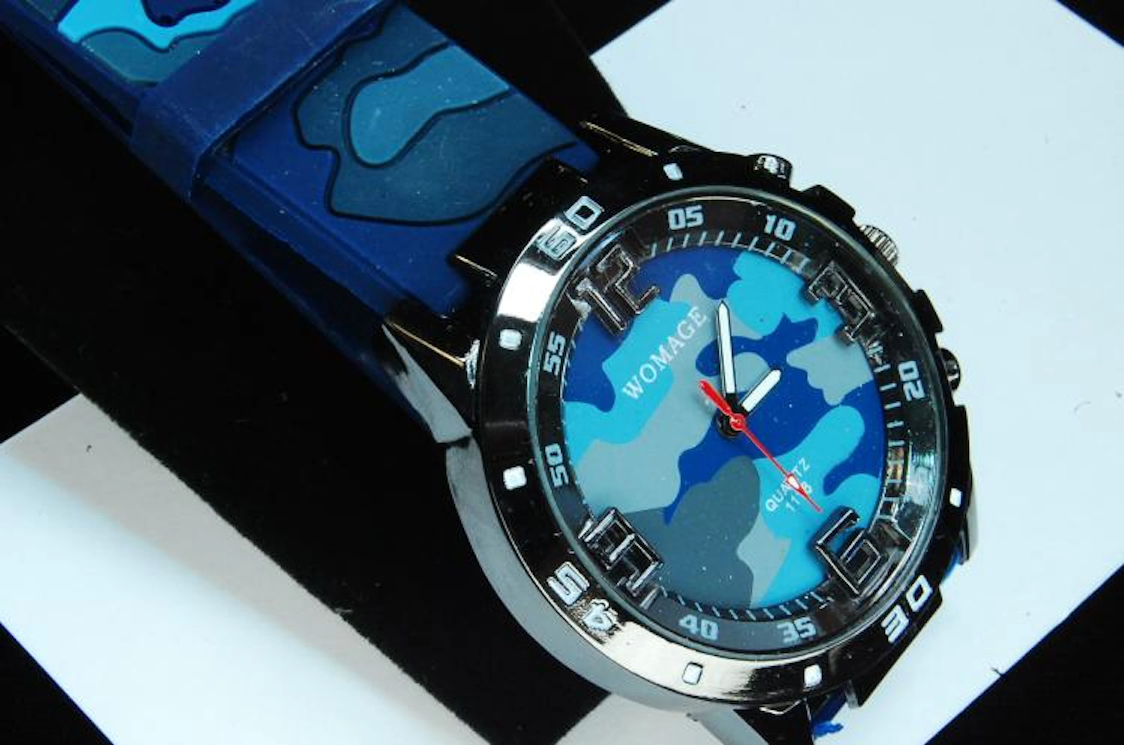 Womage Blue Camoflauge Mens Dress Watch