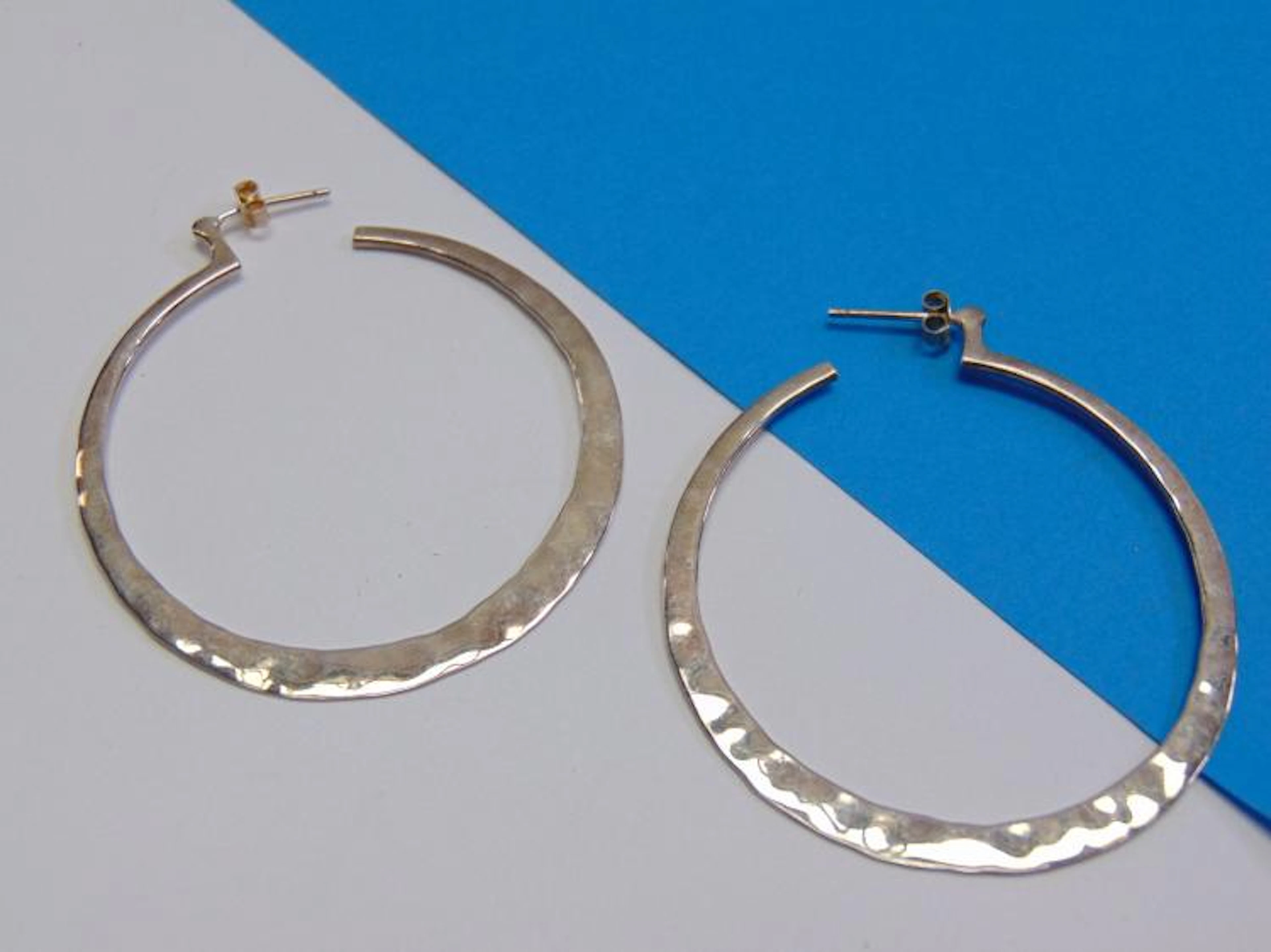 Sterling Silpada Hammered Silver Hoop Post Earrings 7.8g