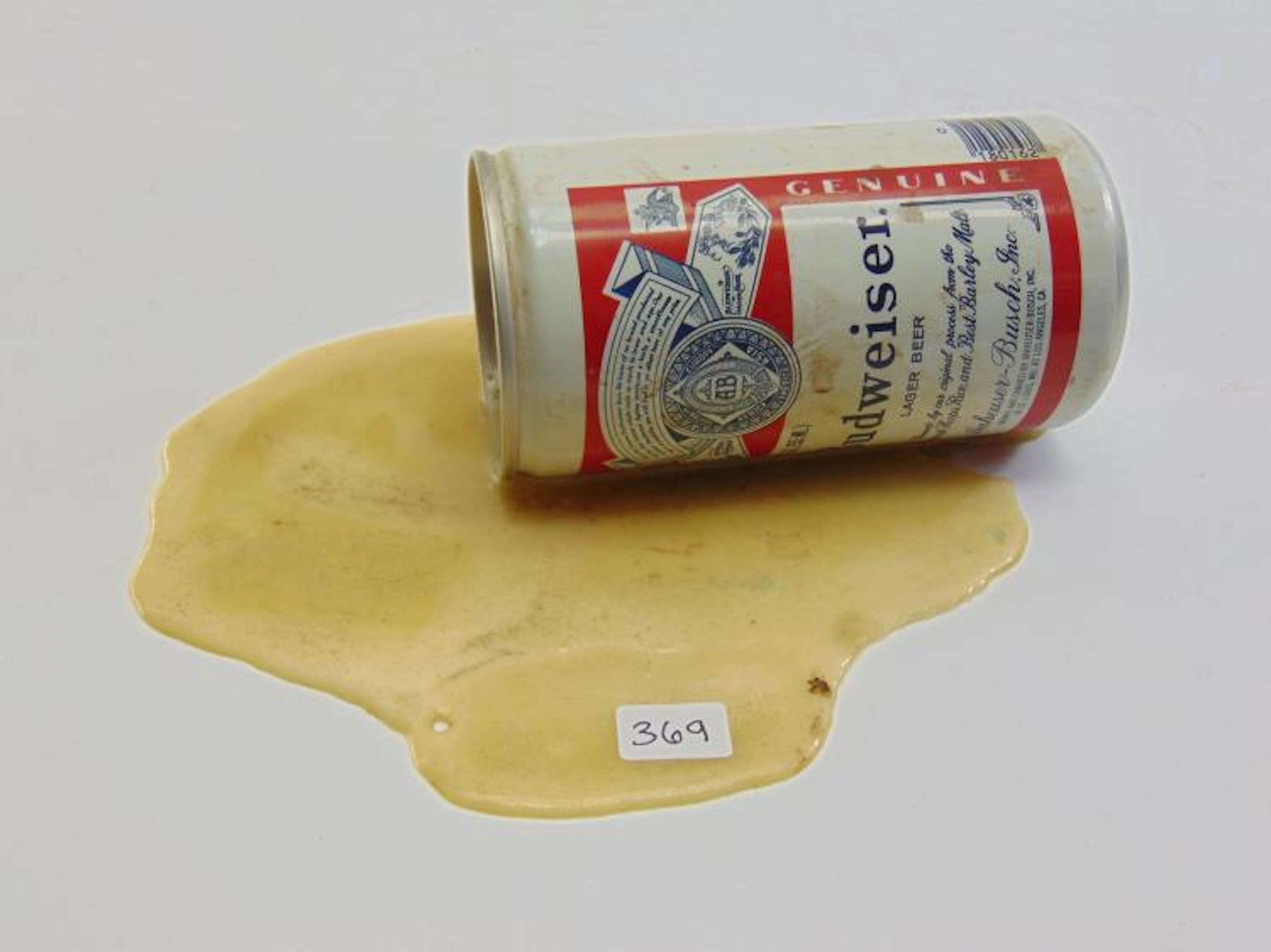 Vintage Humorous Prank Spilled Budweiser Can of Beer