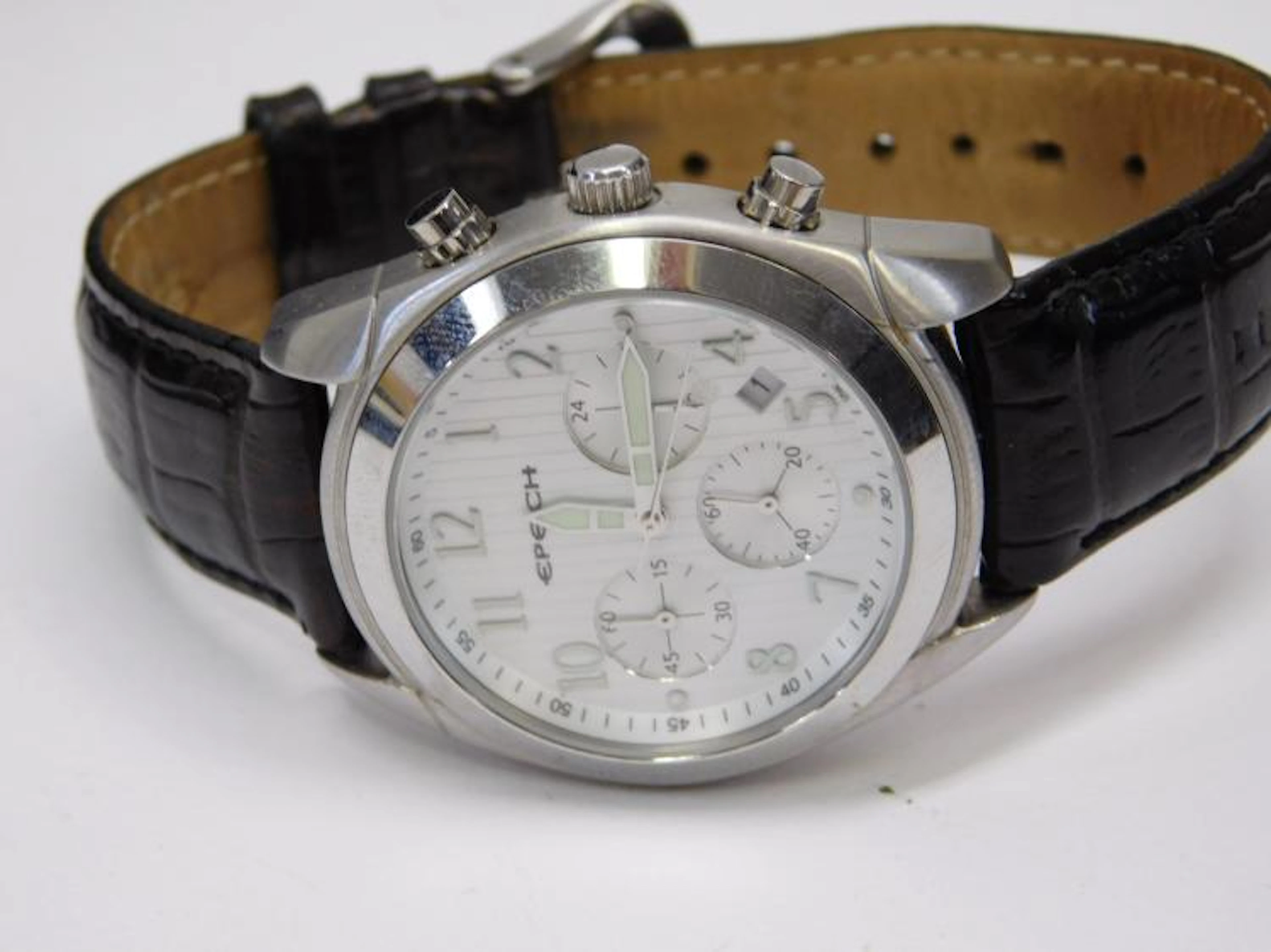 Epoch Chronograph Men'S Wrist Watch With Leather Band