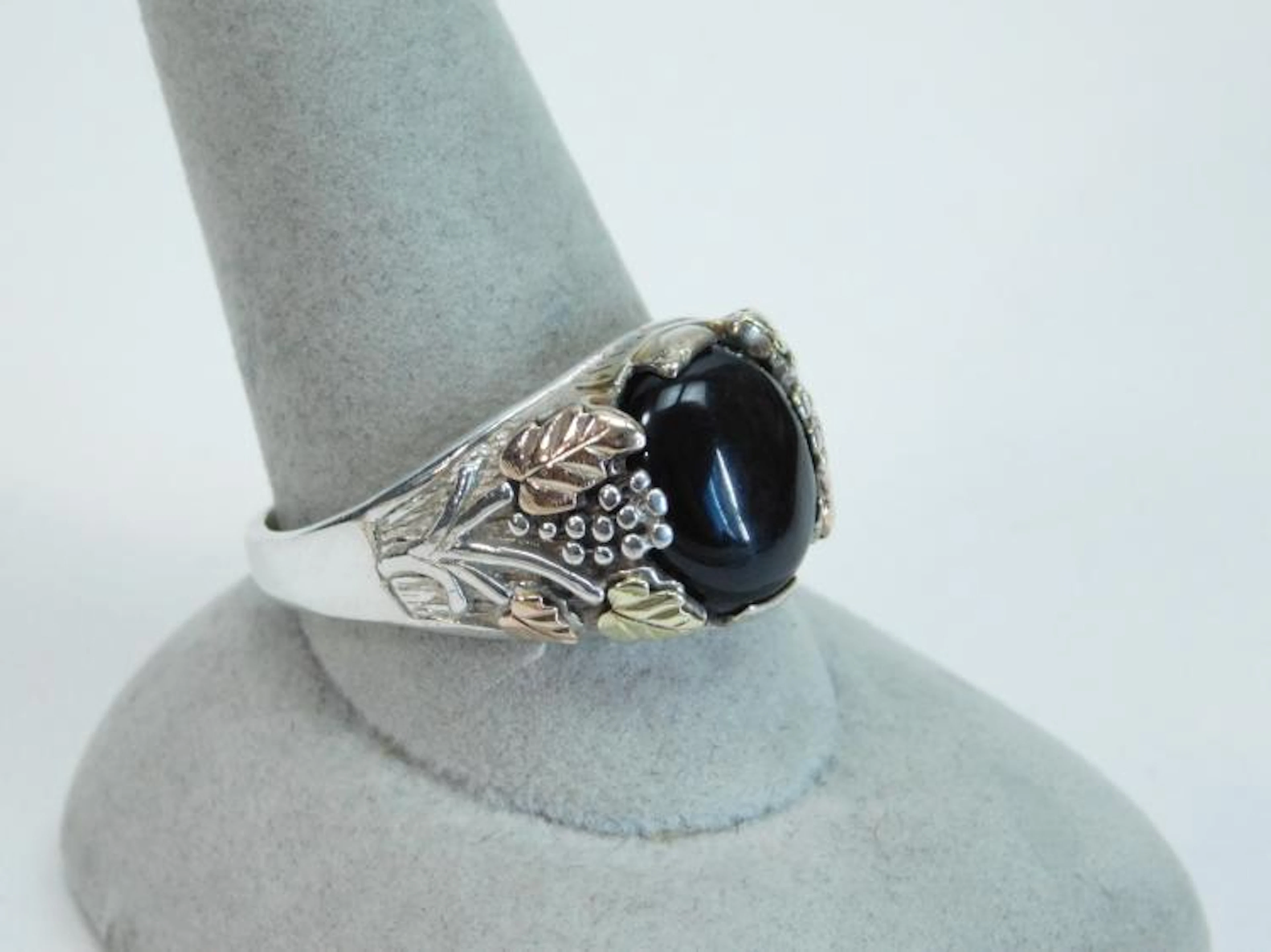 Vintage Black Hills Sterling Silver 12K Gold Jet Grape...