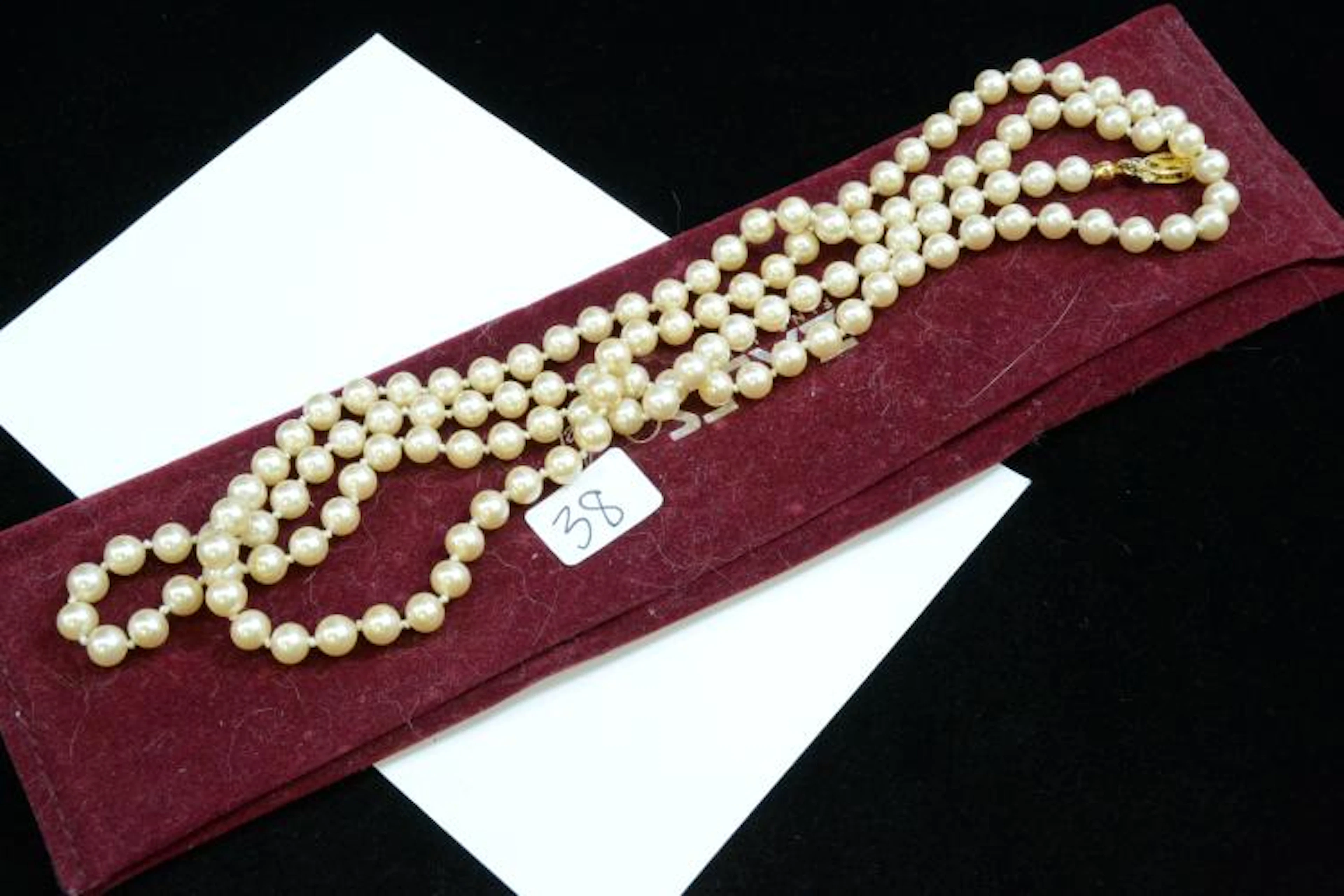 35.5 Inch String Of Pearls Necklace With Gold Over Silver Clasp
