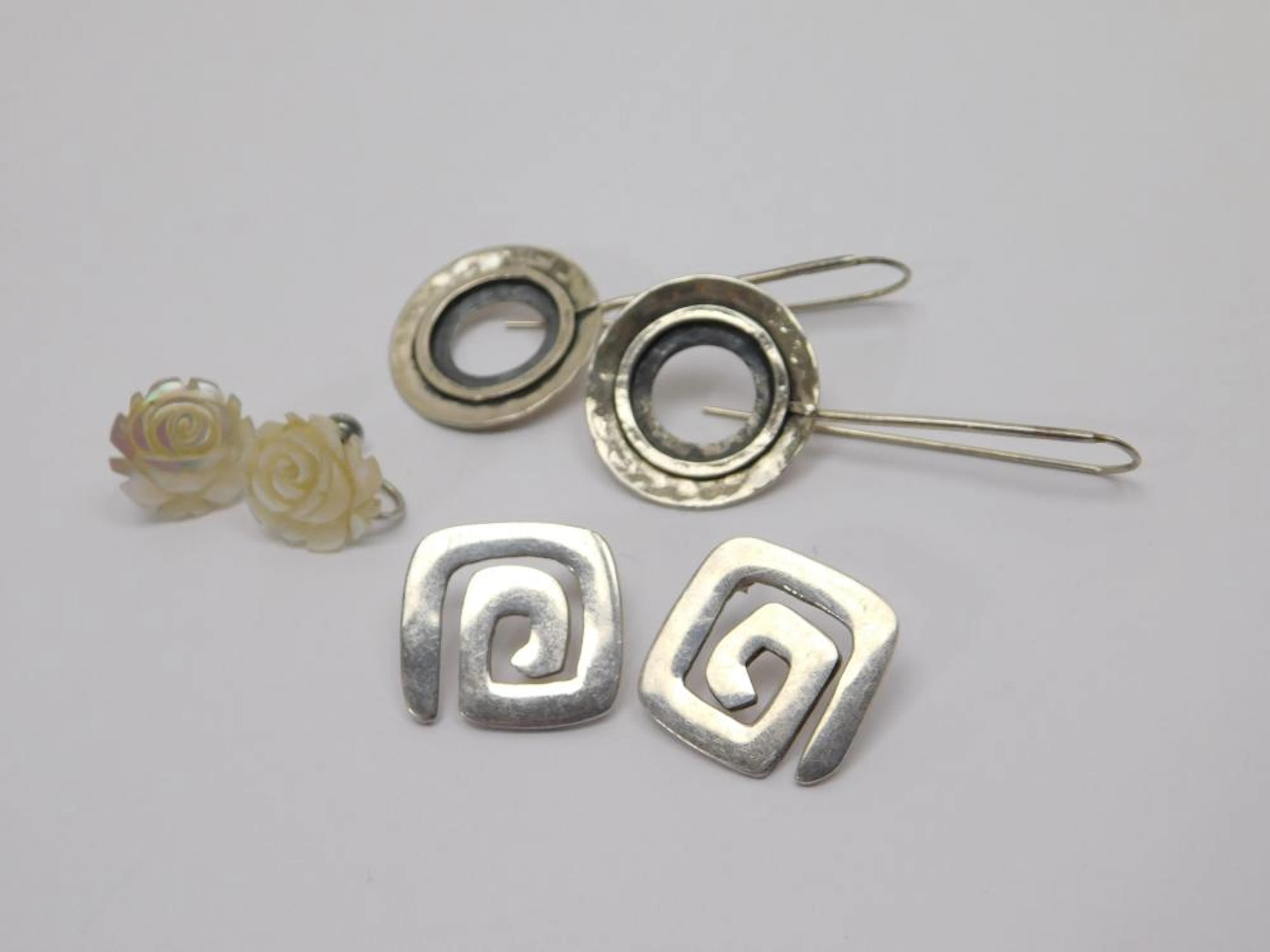 2Pr Silpada Sterling Silver Earrings & 1Pr Vintage Mop...
