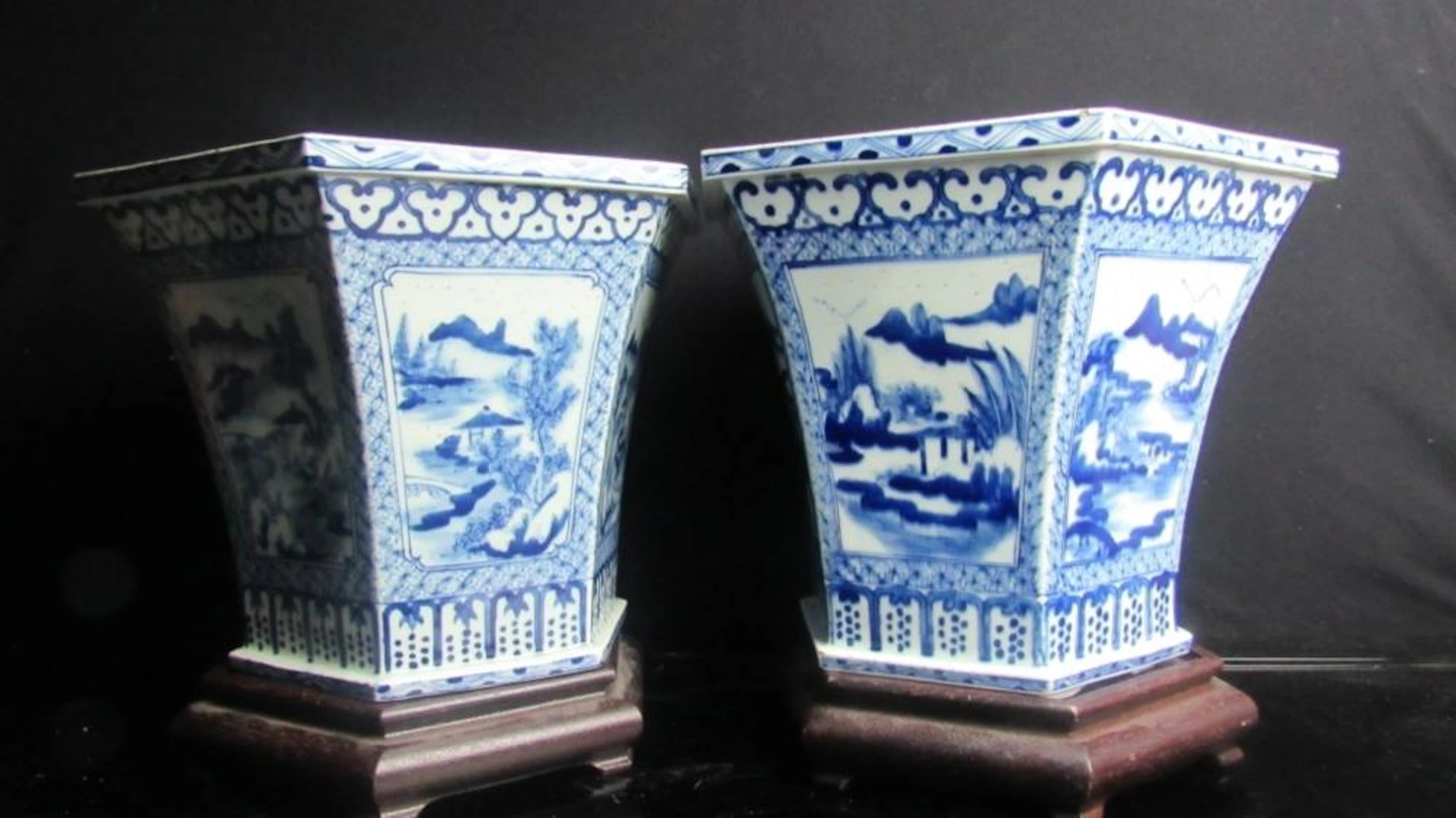 Qing Dynasty Style Blue & White Flower Baskets