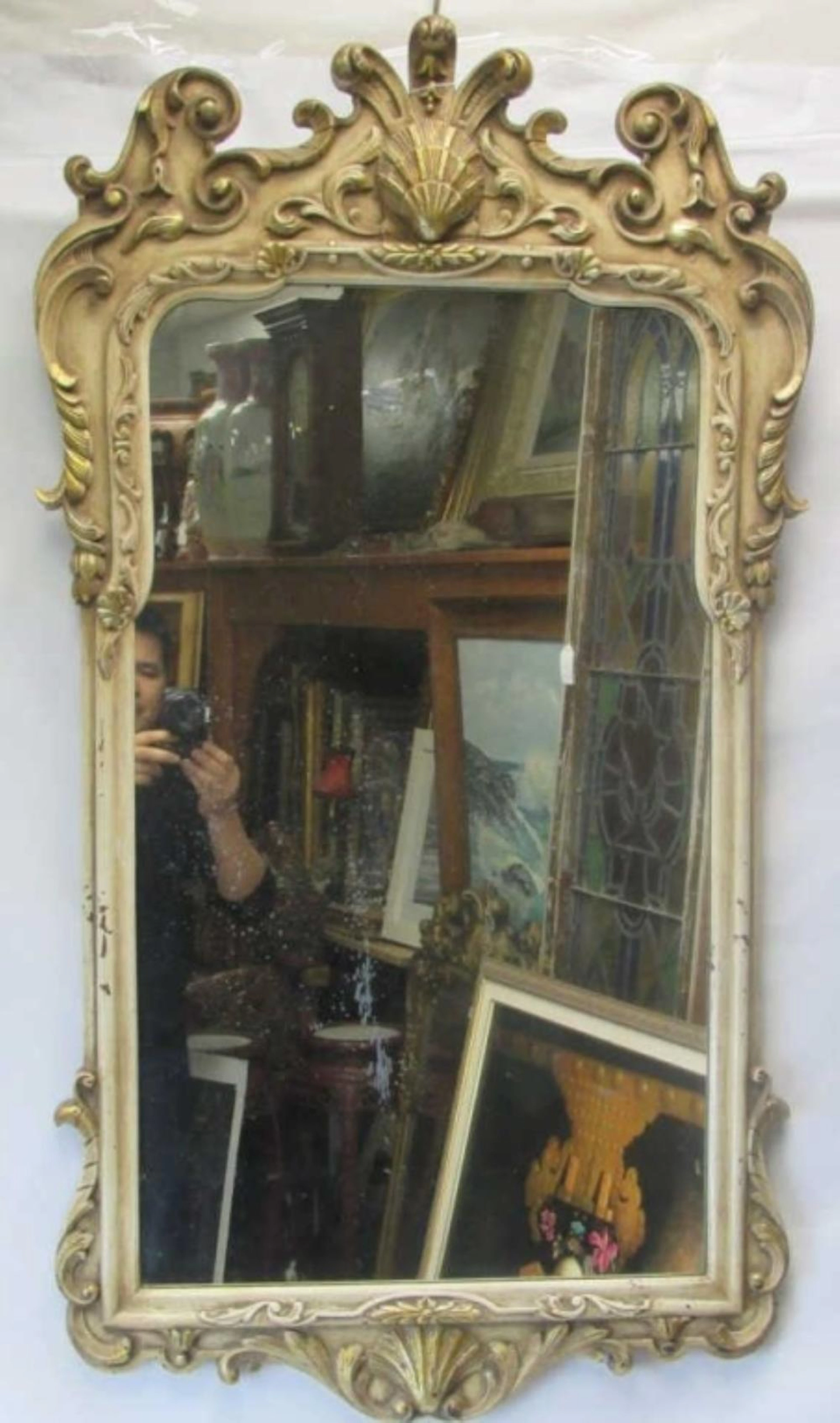 Gold Painted Wood Hanging Mirror