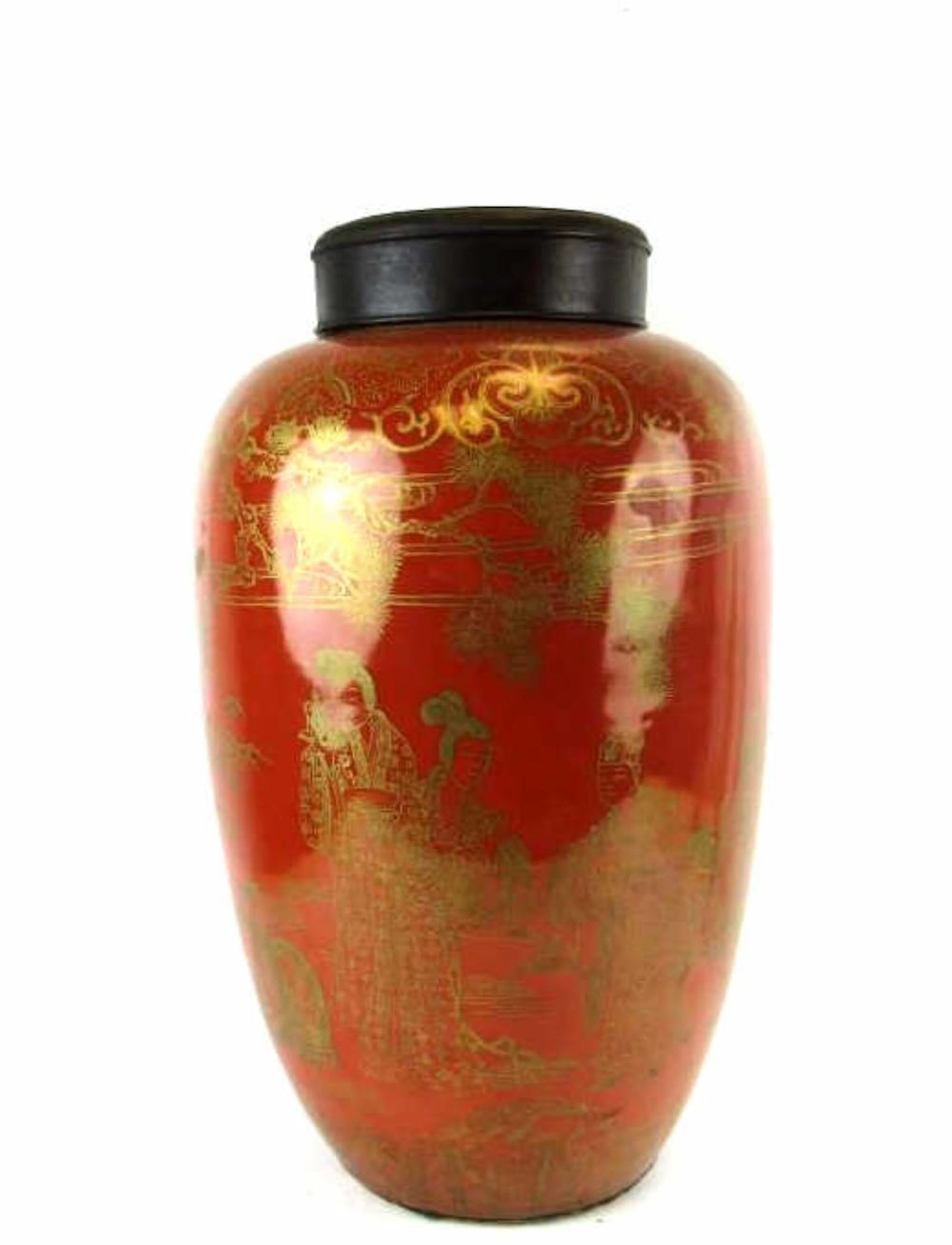 17th-18th C.Qing Dynasty Painted gold coral red Vs