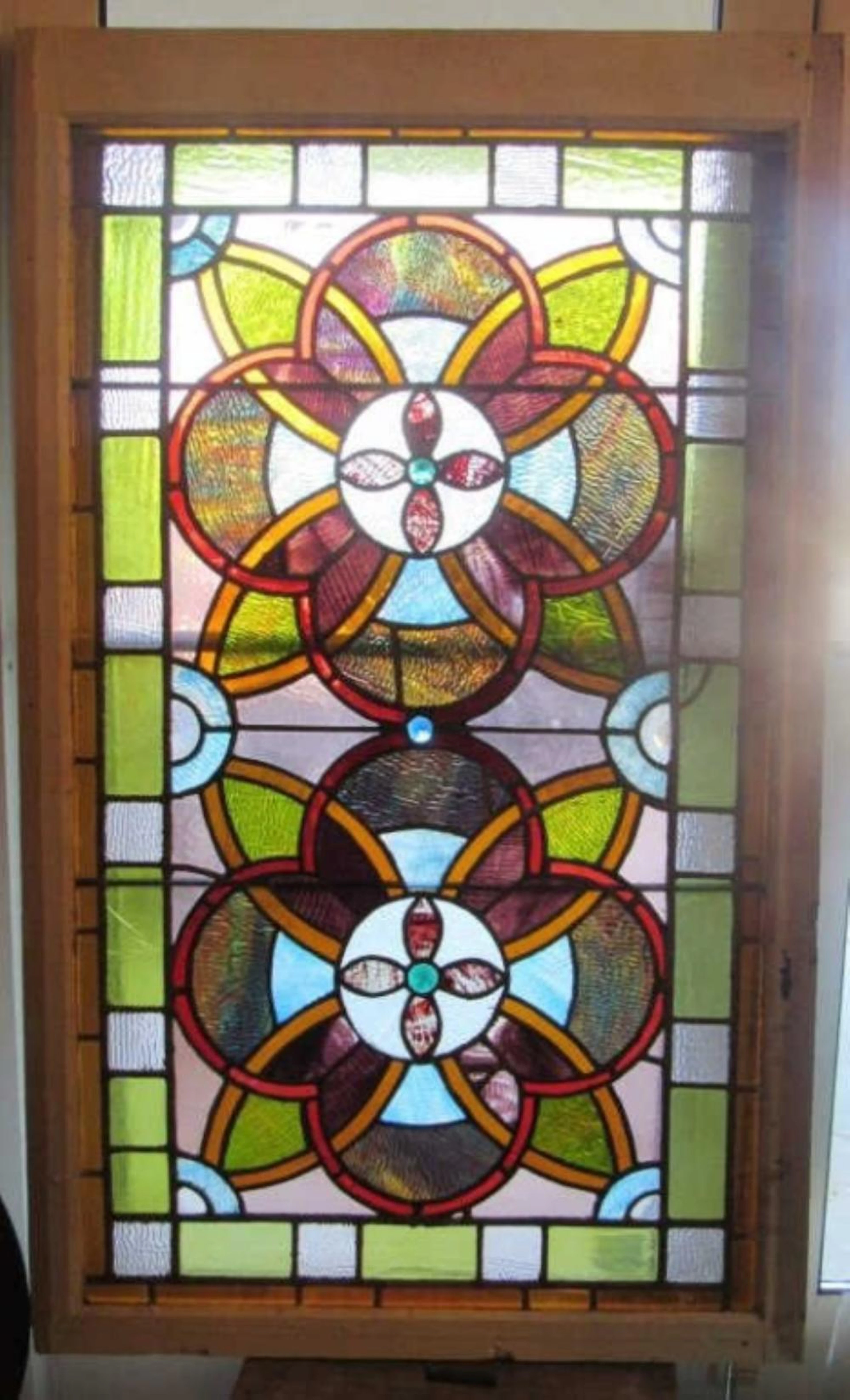 Pair Beautiful Stained Glass Panel