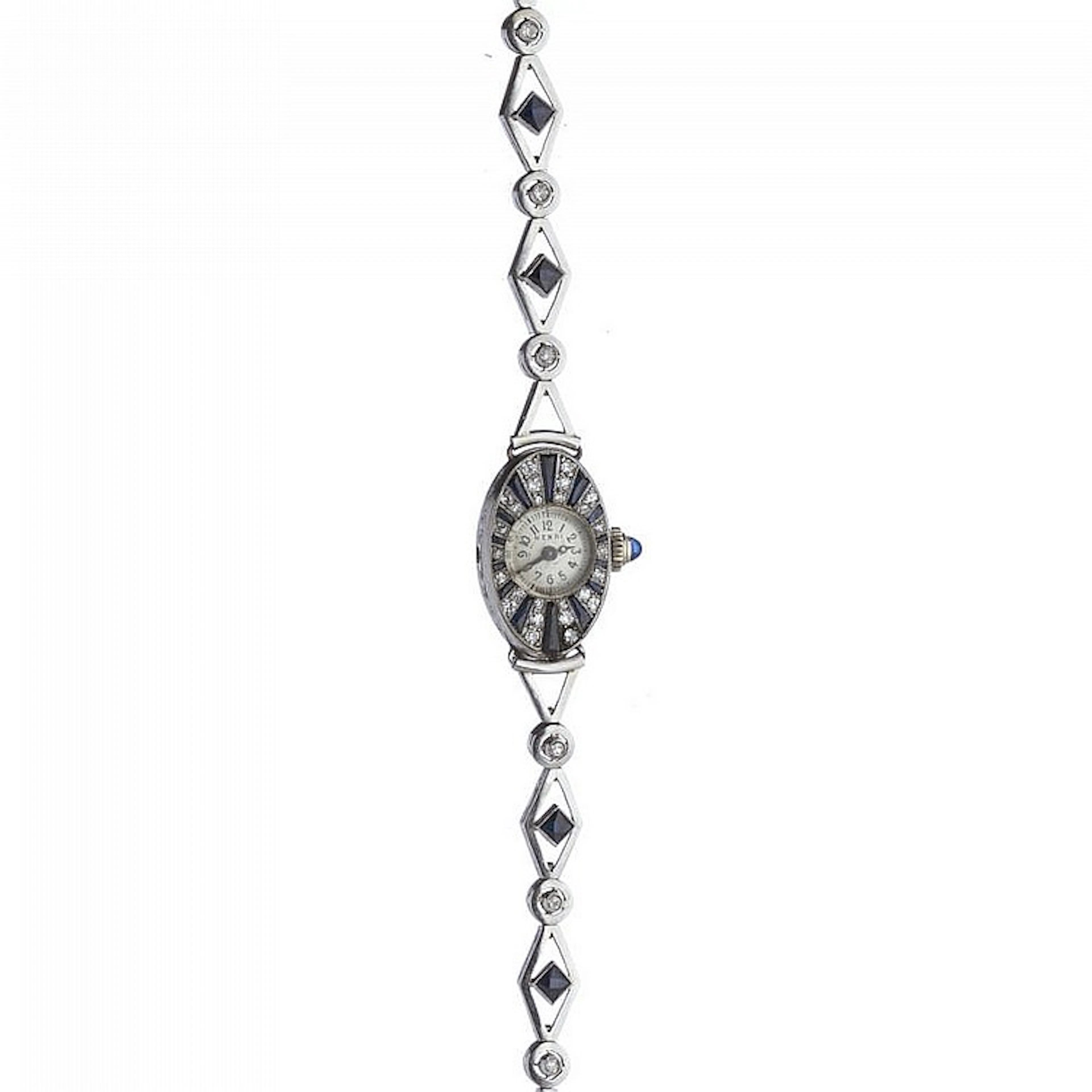 HENRI wrist watch in platinum with diamonds and sapphires