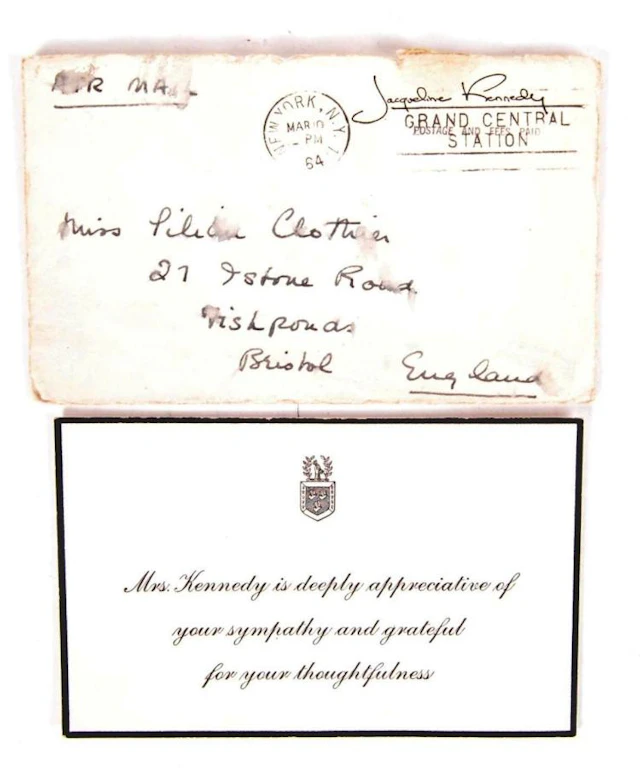 RARE 1964 JOHN F. KENNEDY ASSASSINATION SYMPATHY NOTE