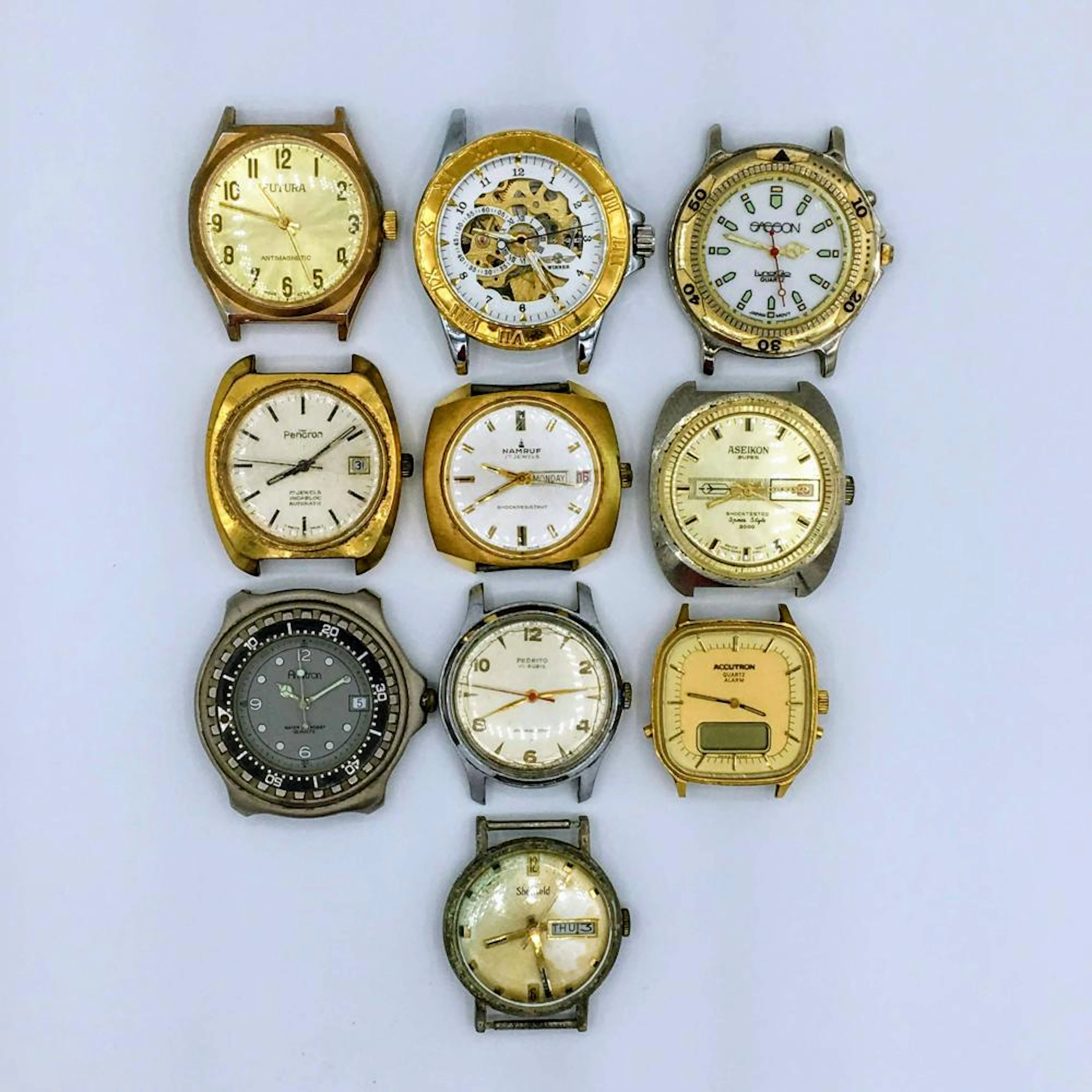 Lot 10 Mens Quartz & Automatic Wrist Watches As Is