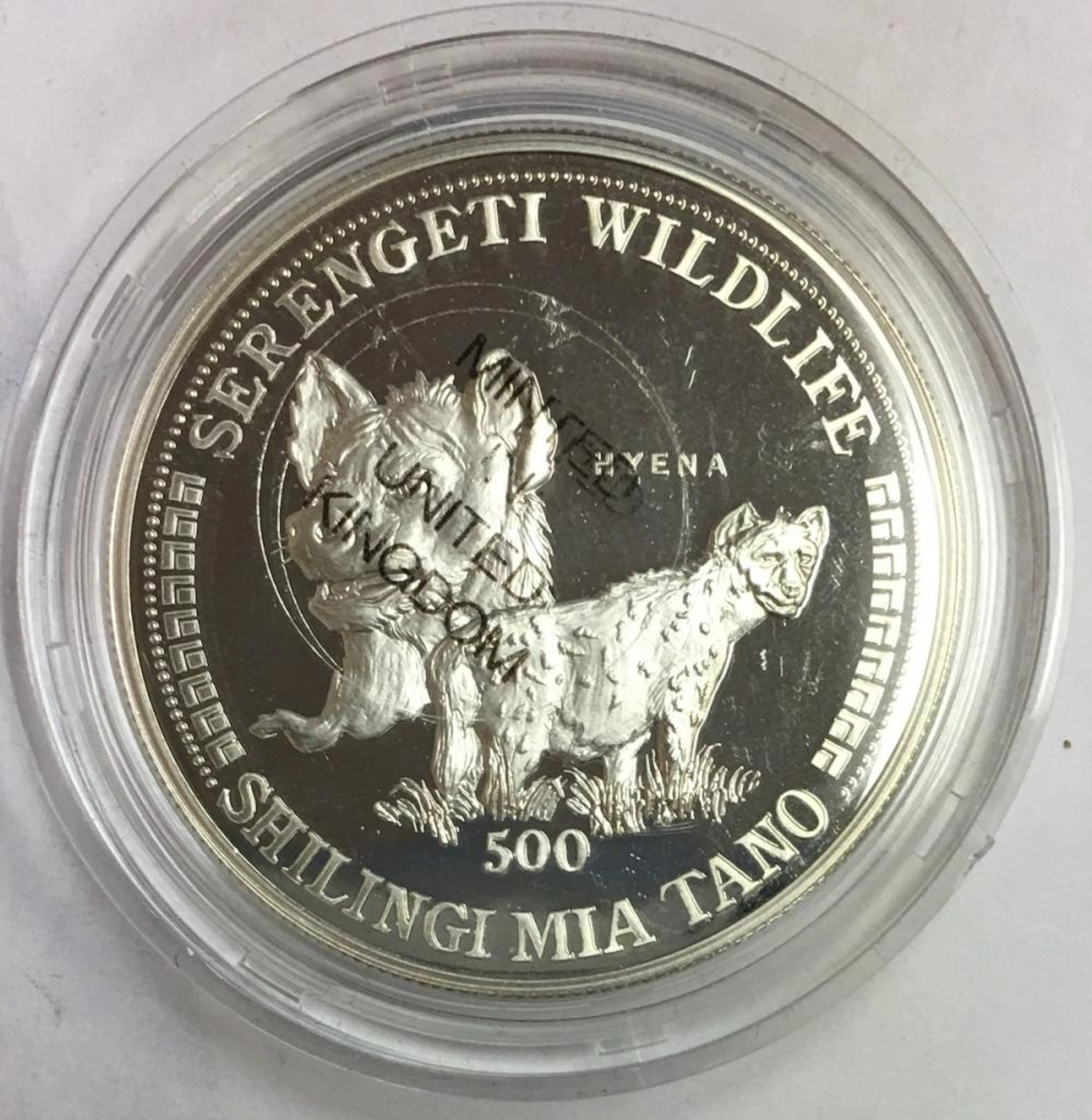 1998 Tanzania Hyena Serengeti Wildlife 500 Shilingi Proof KM# 50