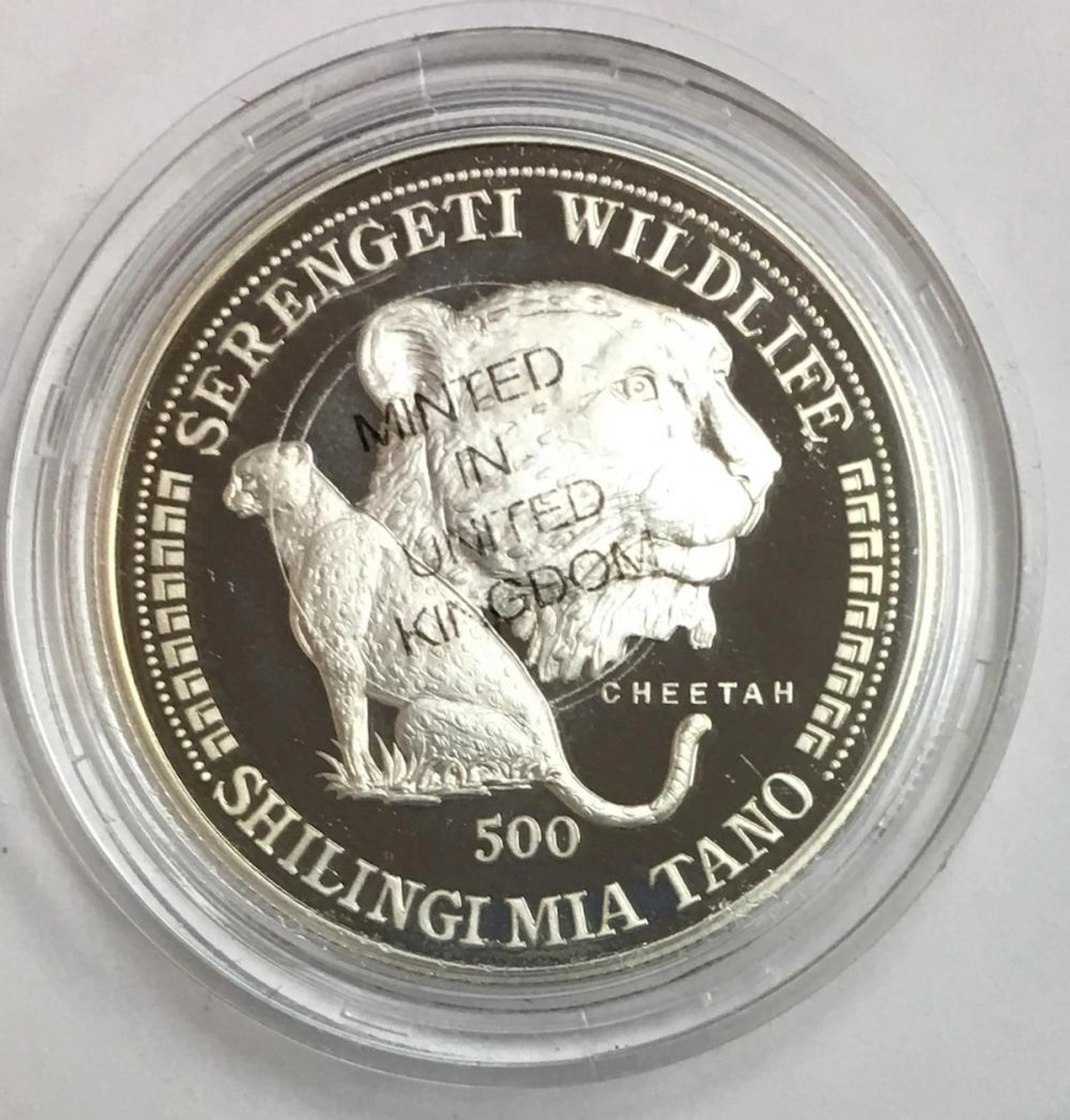 1998 Tanzania Cheetah Serengeti Wildlife 500 Shilingi Proof KM# 49