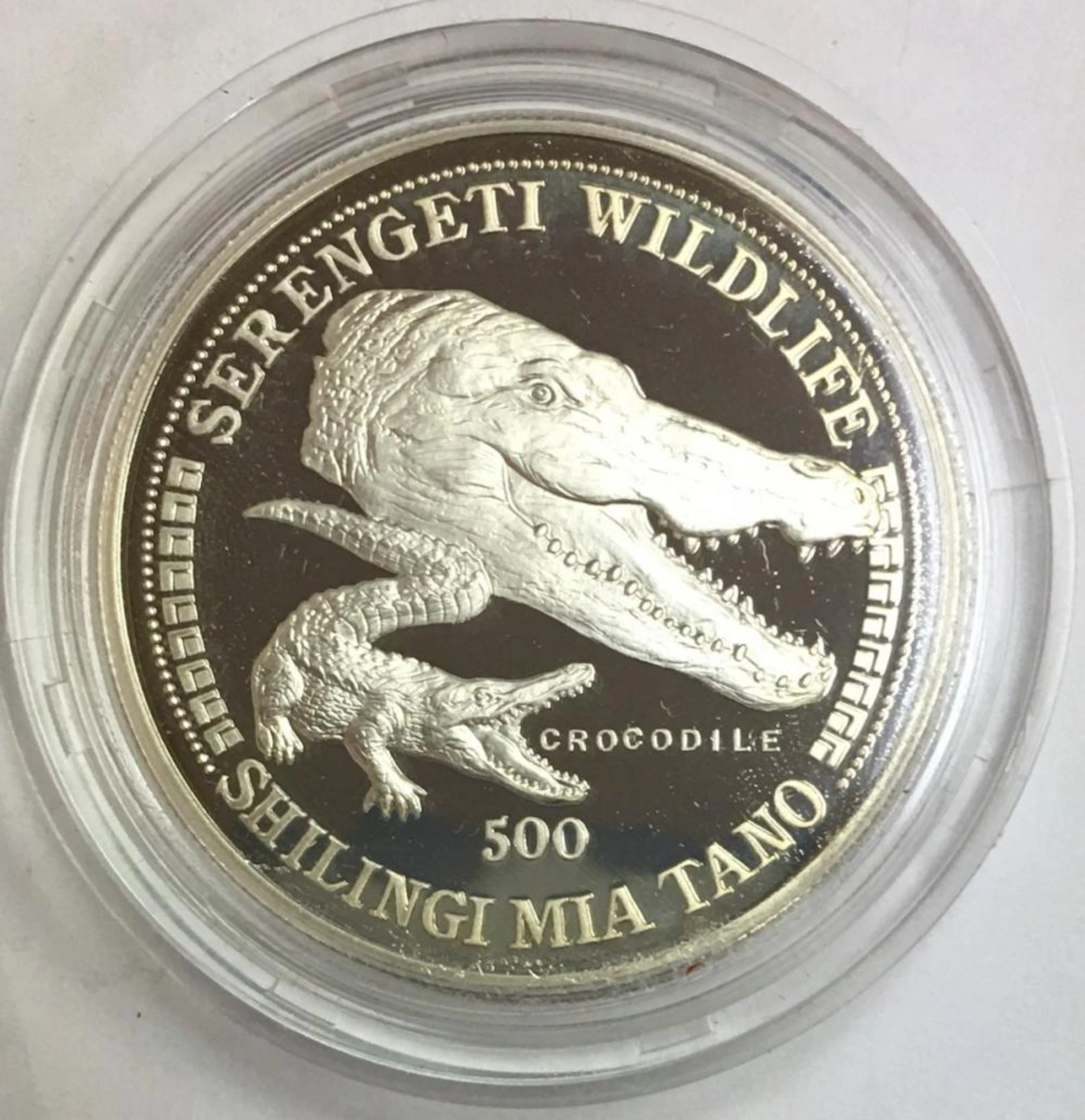 1998 Tanzania Crocodile Serengeti Wildlife 500 Shilingi Proof KM# 51
