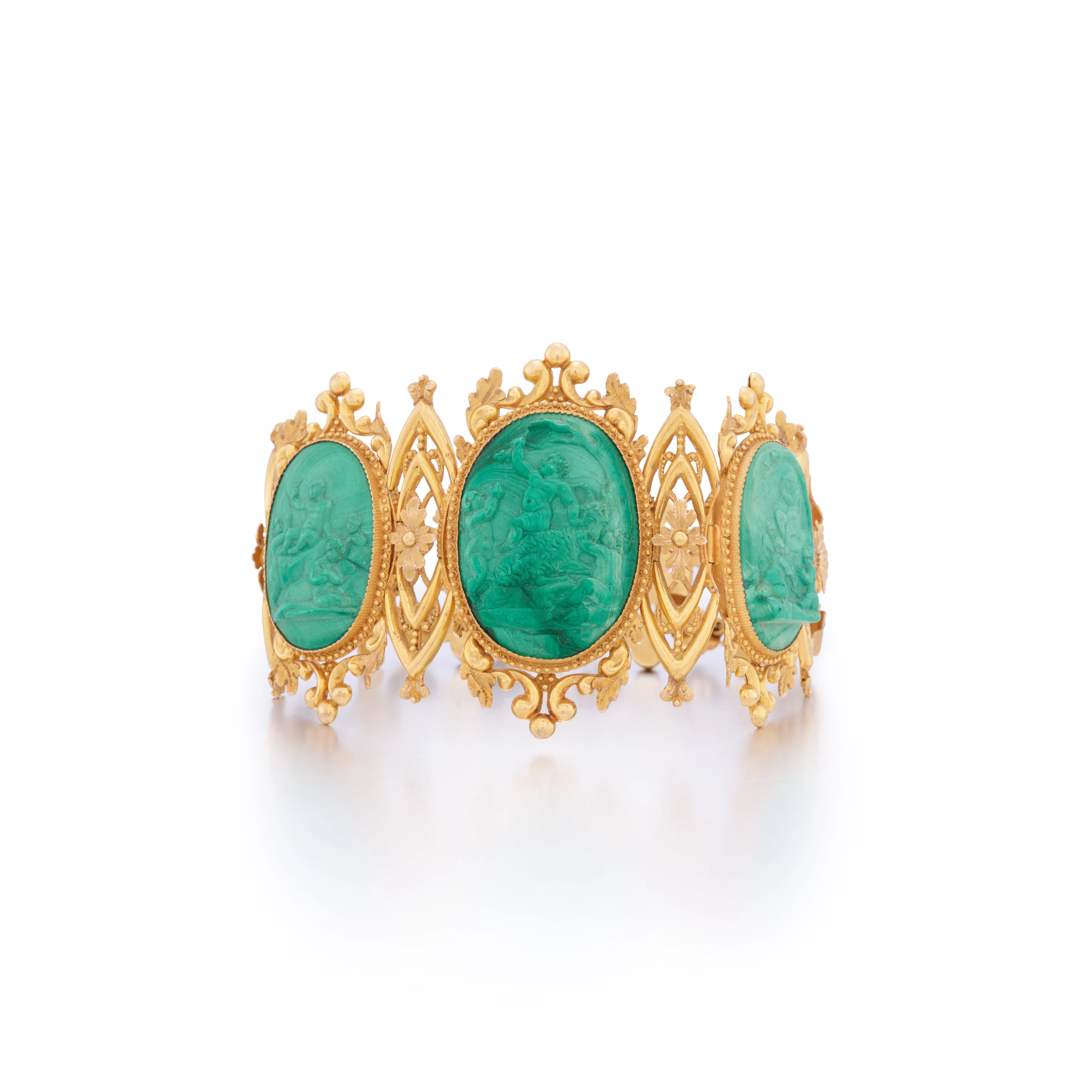 Malachite and gold bracelet