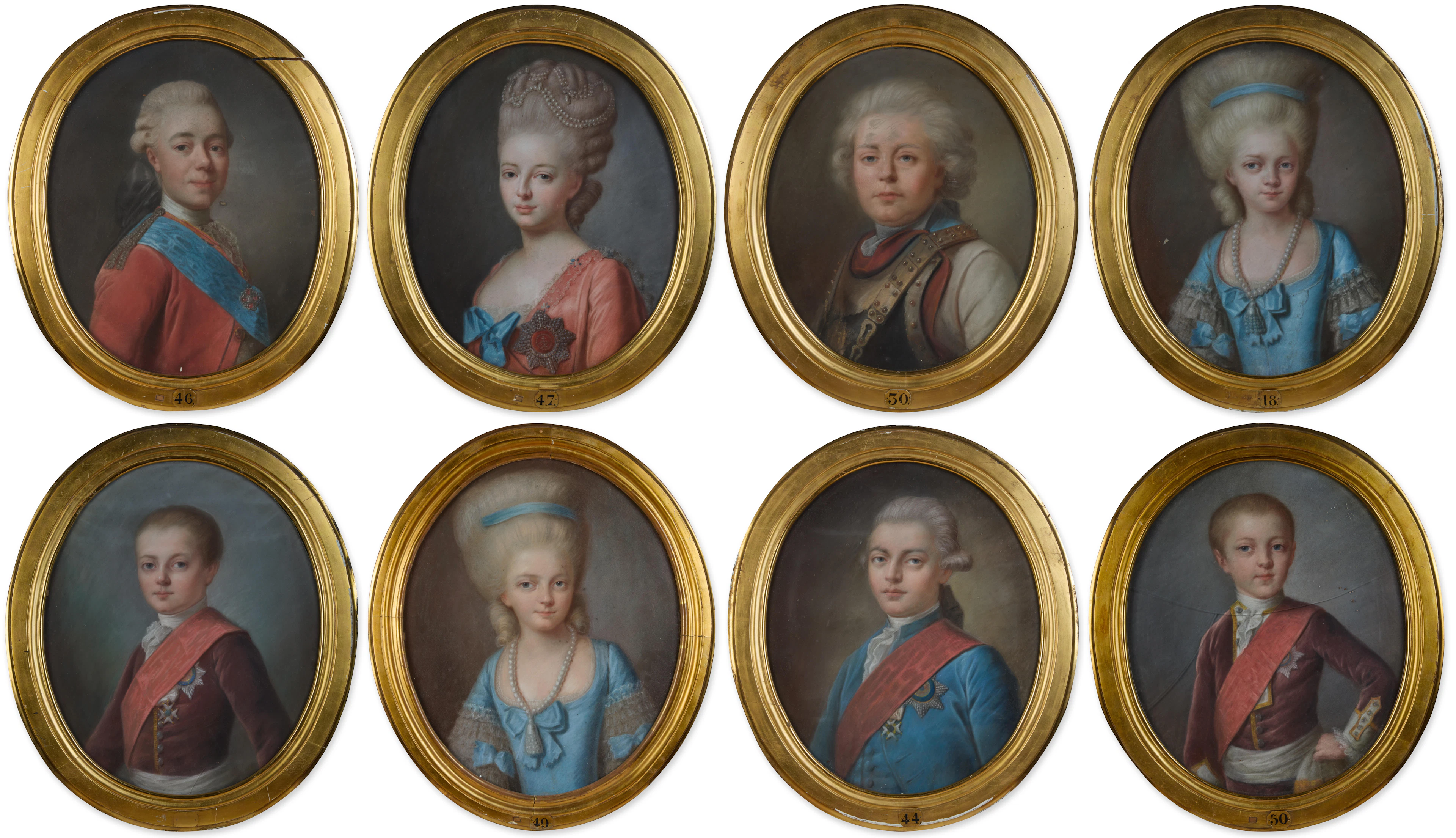 A set of eight portraits of members of the Württemberg Family