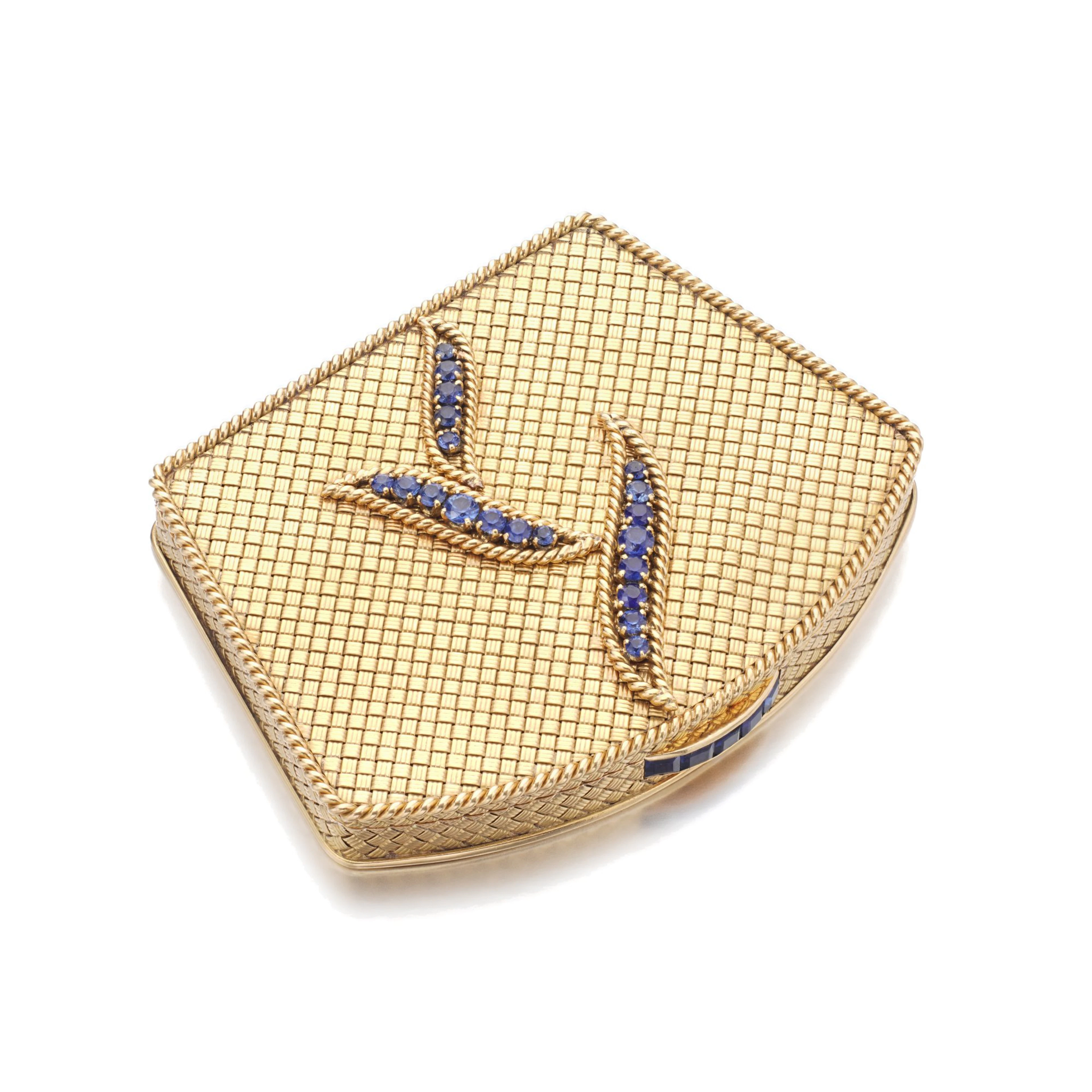 Lady's gold and sapphire powder compact