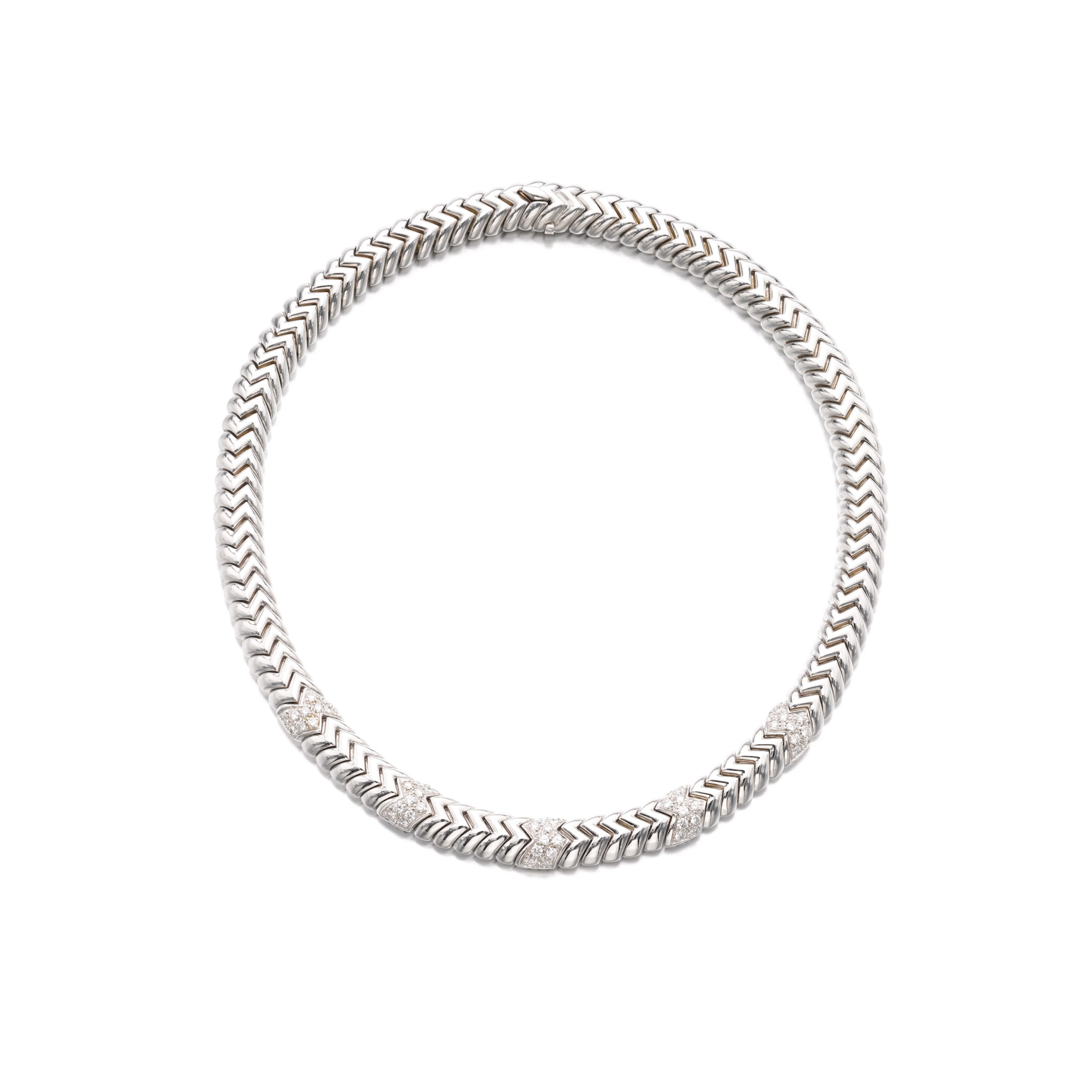Diamond and gold necklace, 'Spiga'