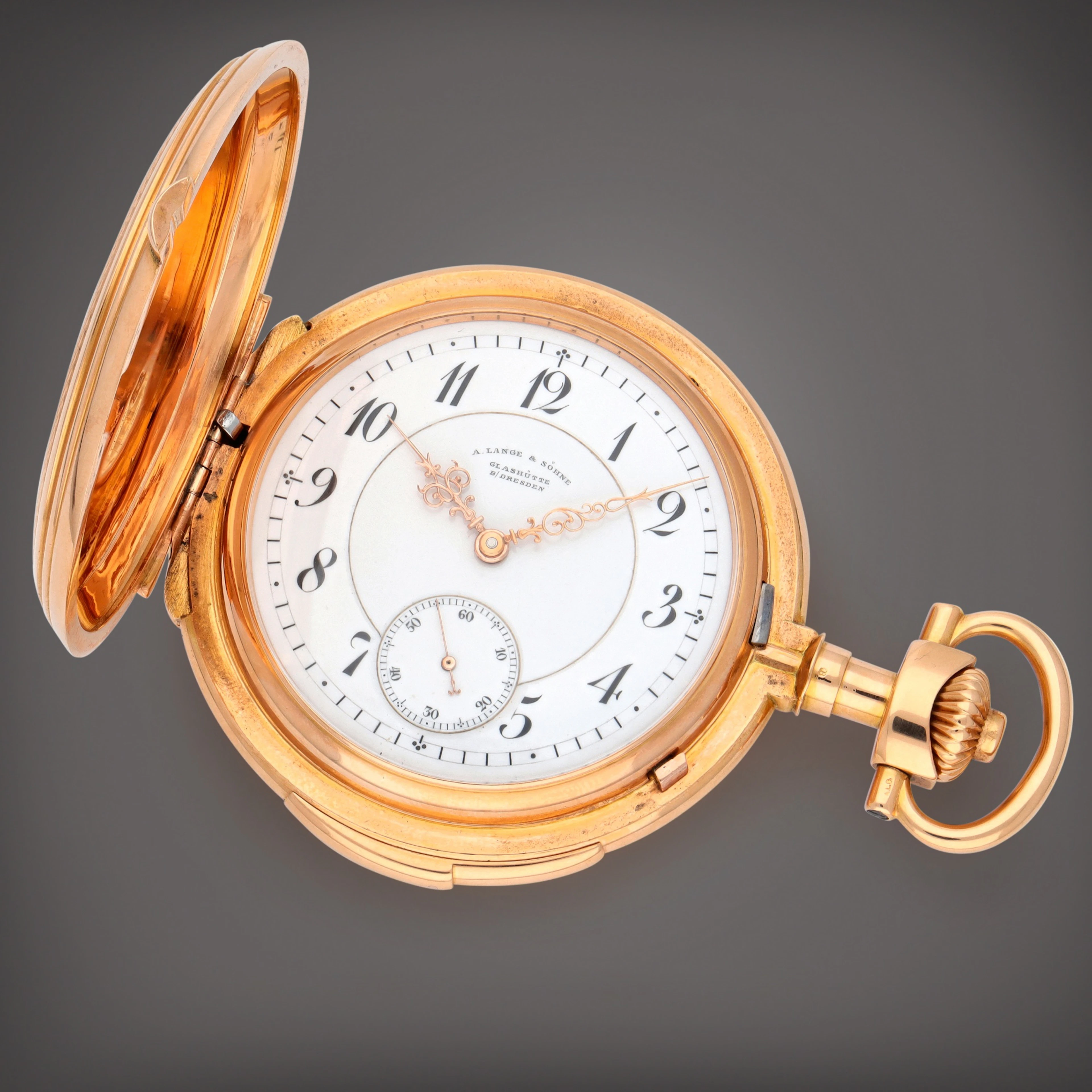 A yellow gold quarter repeating hunting cased watch with...