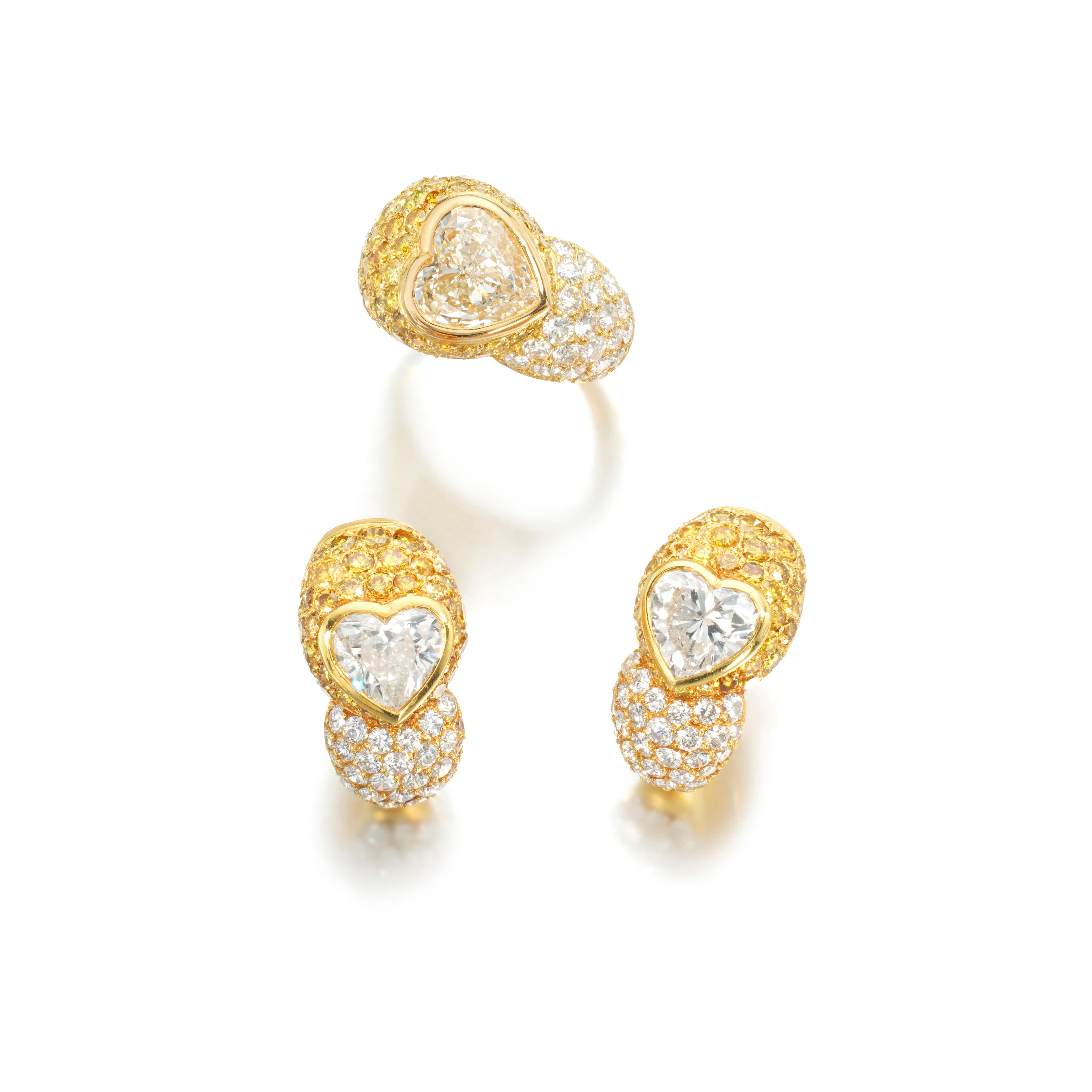 Diamond and coloured diamond demi-parure