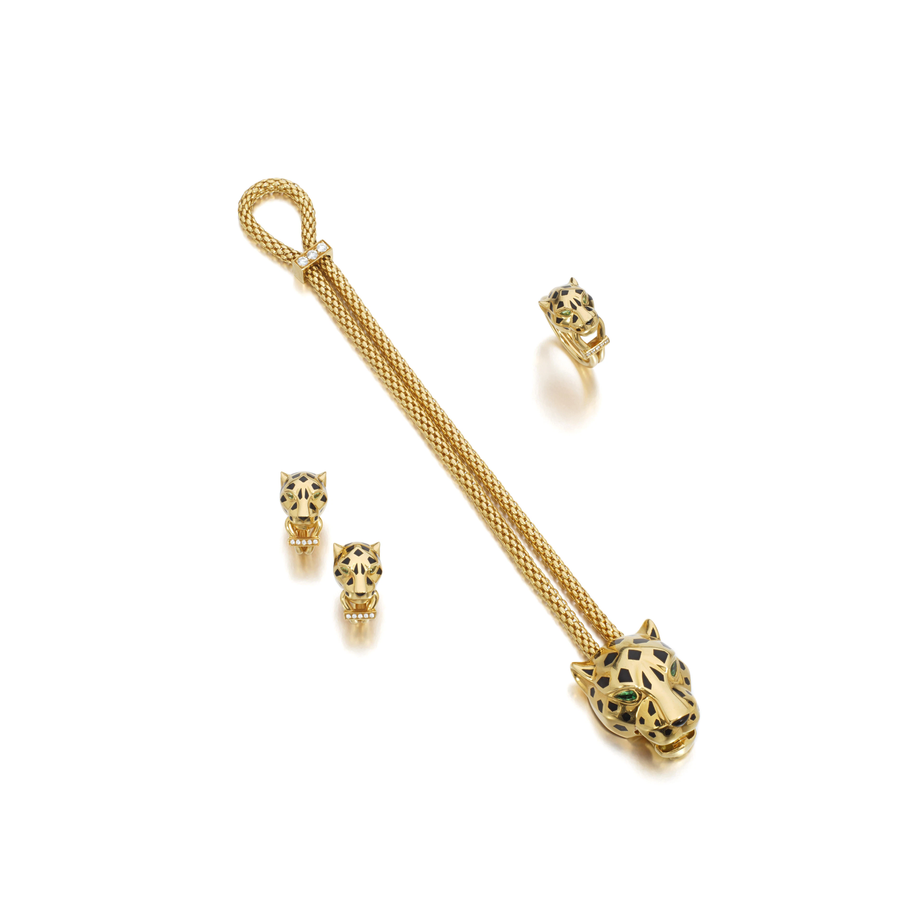 Gold, enamel, peridot and diamond parure, ‘Panthère’
