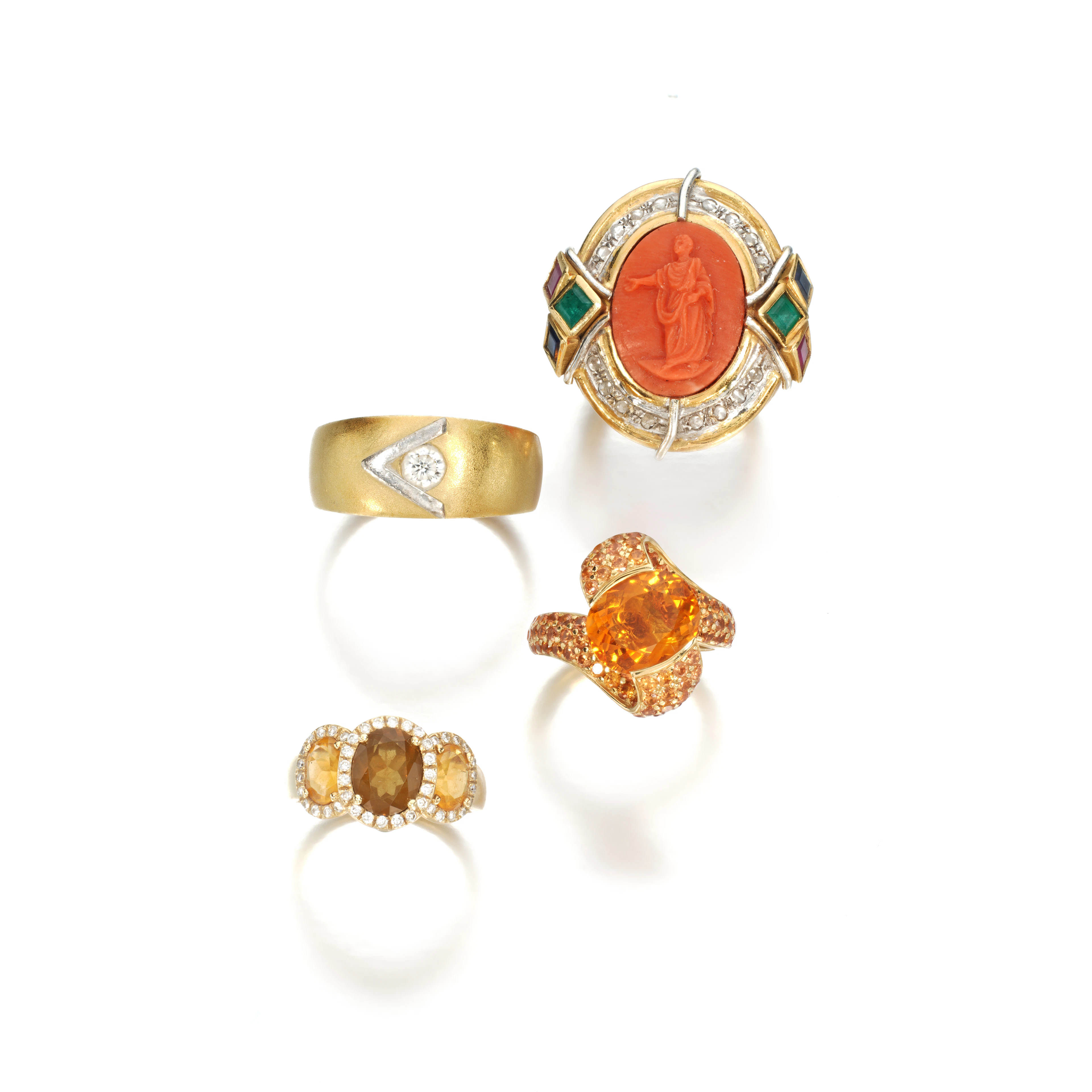 Collection of gem set and diamond rings