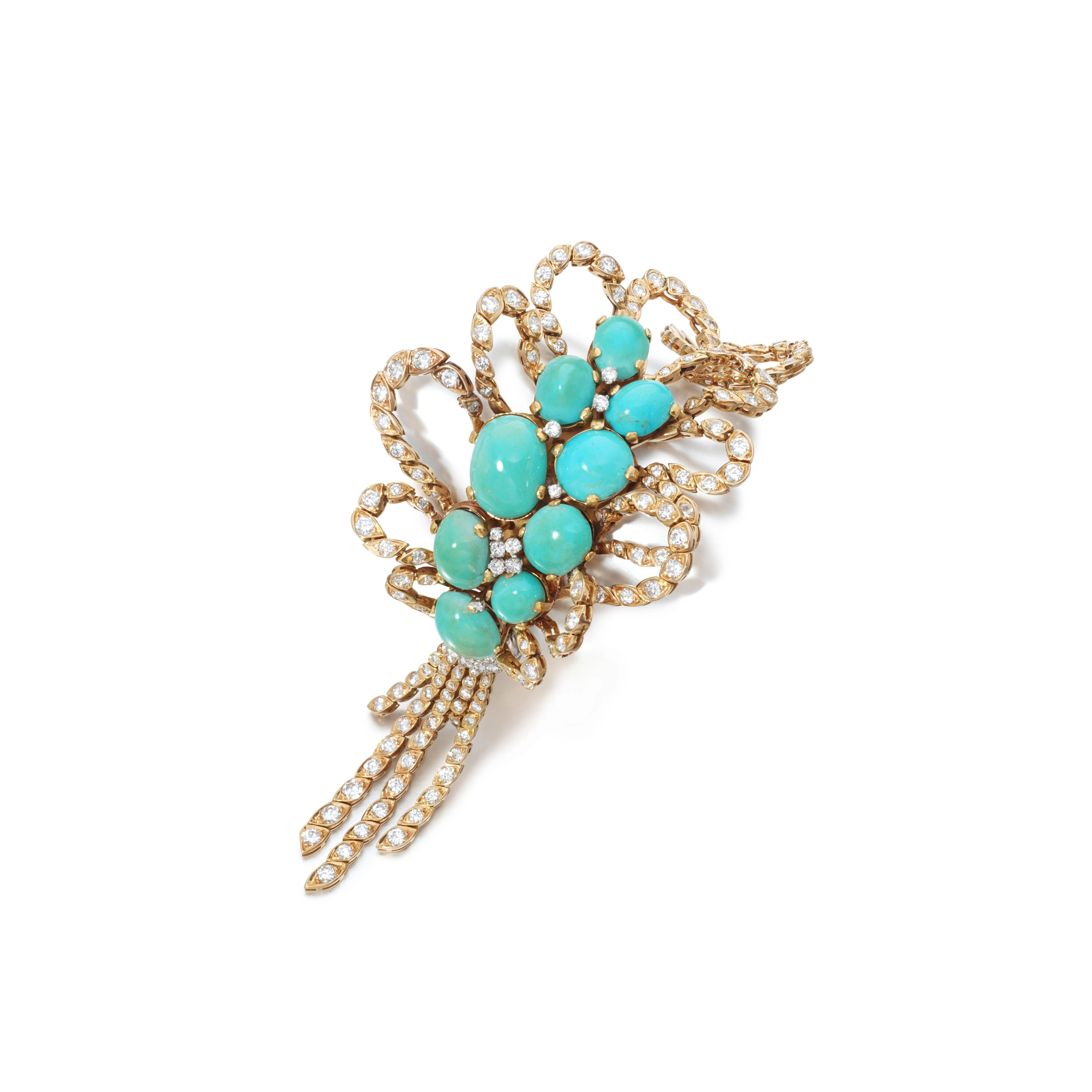 Turquoise and diamond bracelet, circa 1950