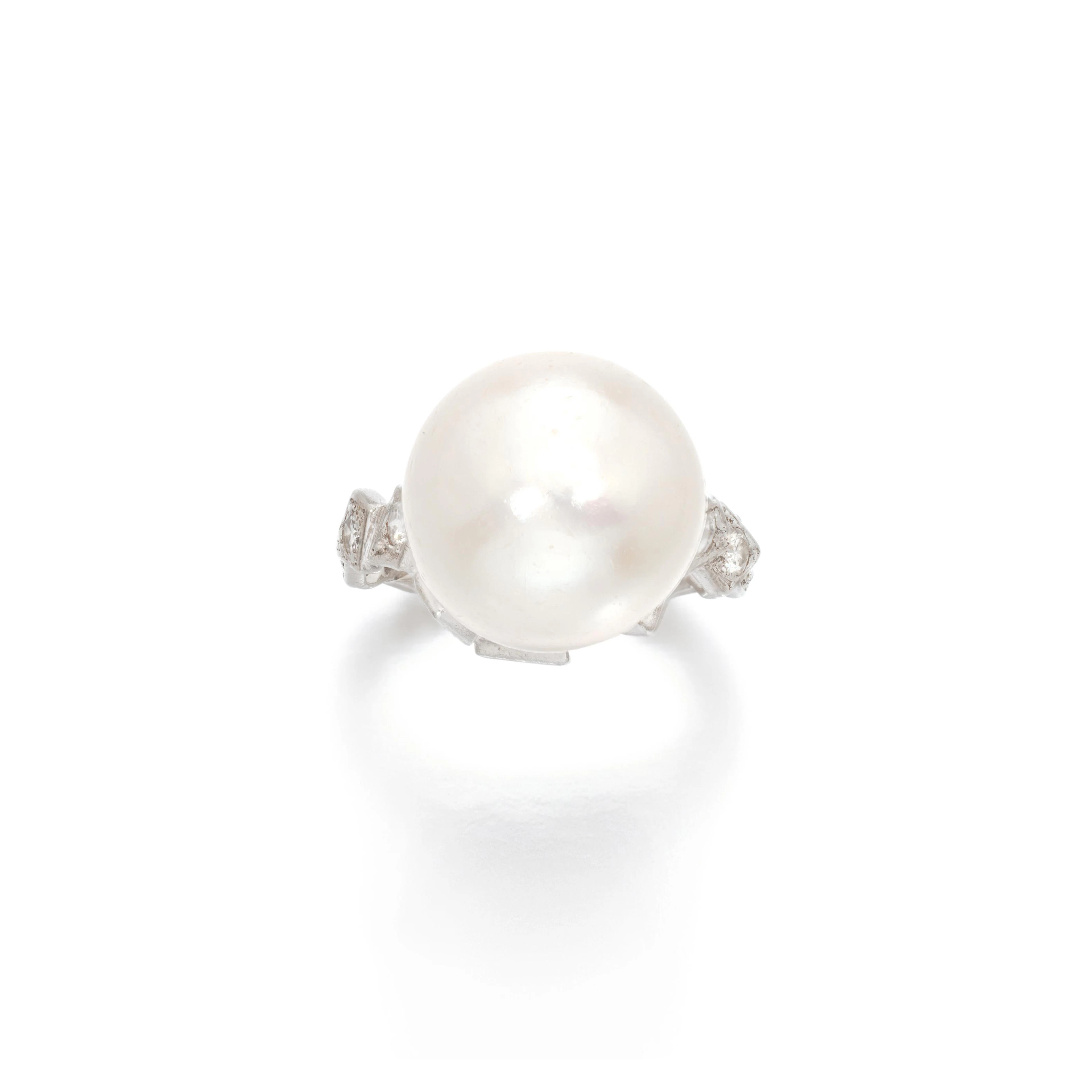 Cultured pearl and diamond ring, 1950s