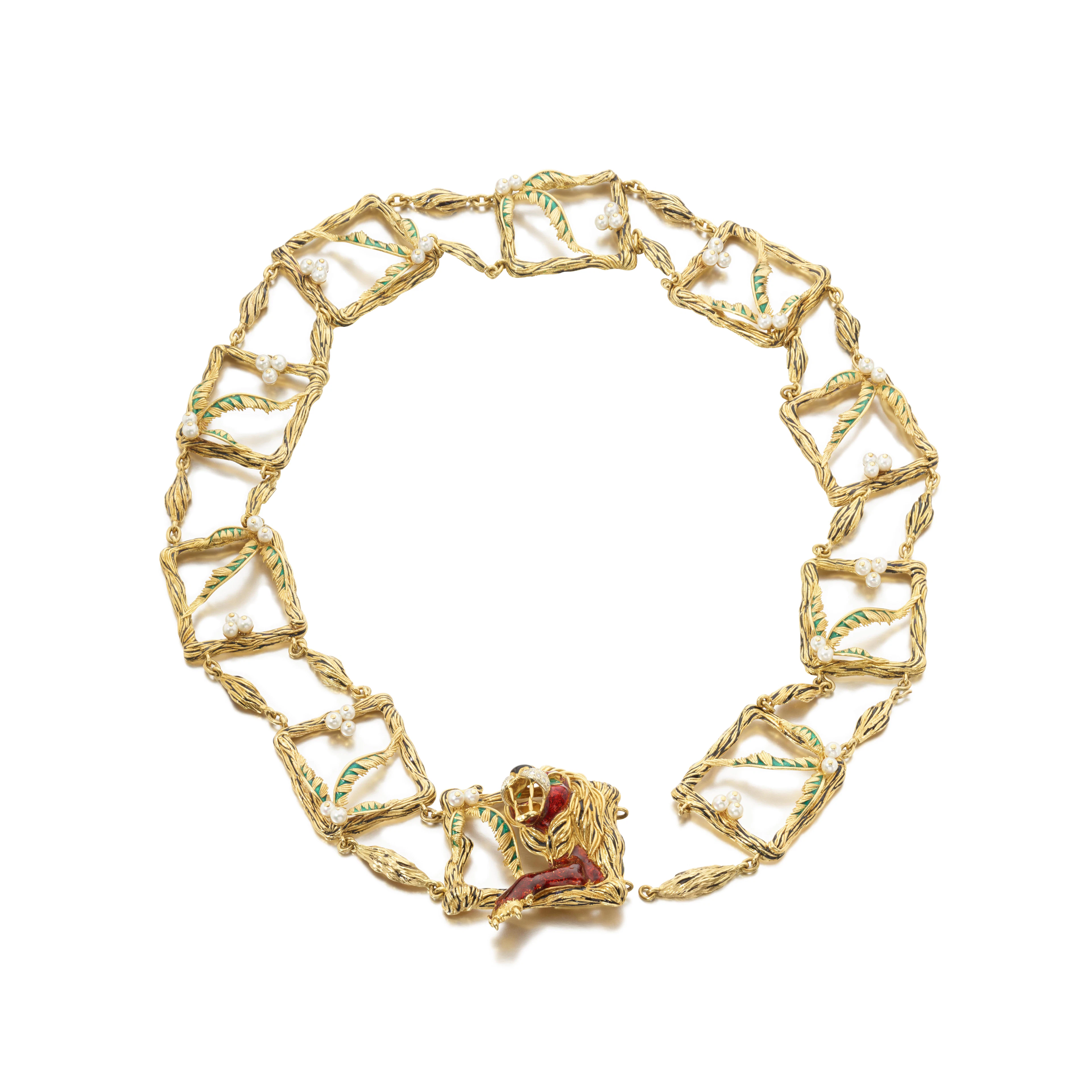 Enamel, gem set and diamond belt, 1970s