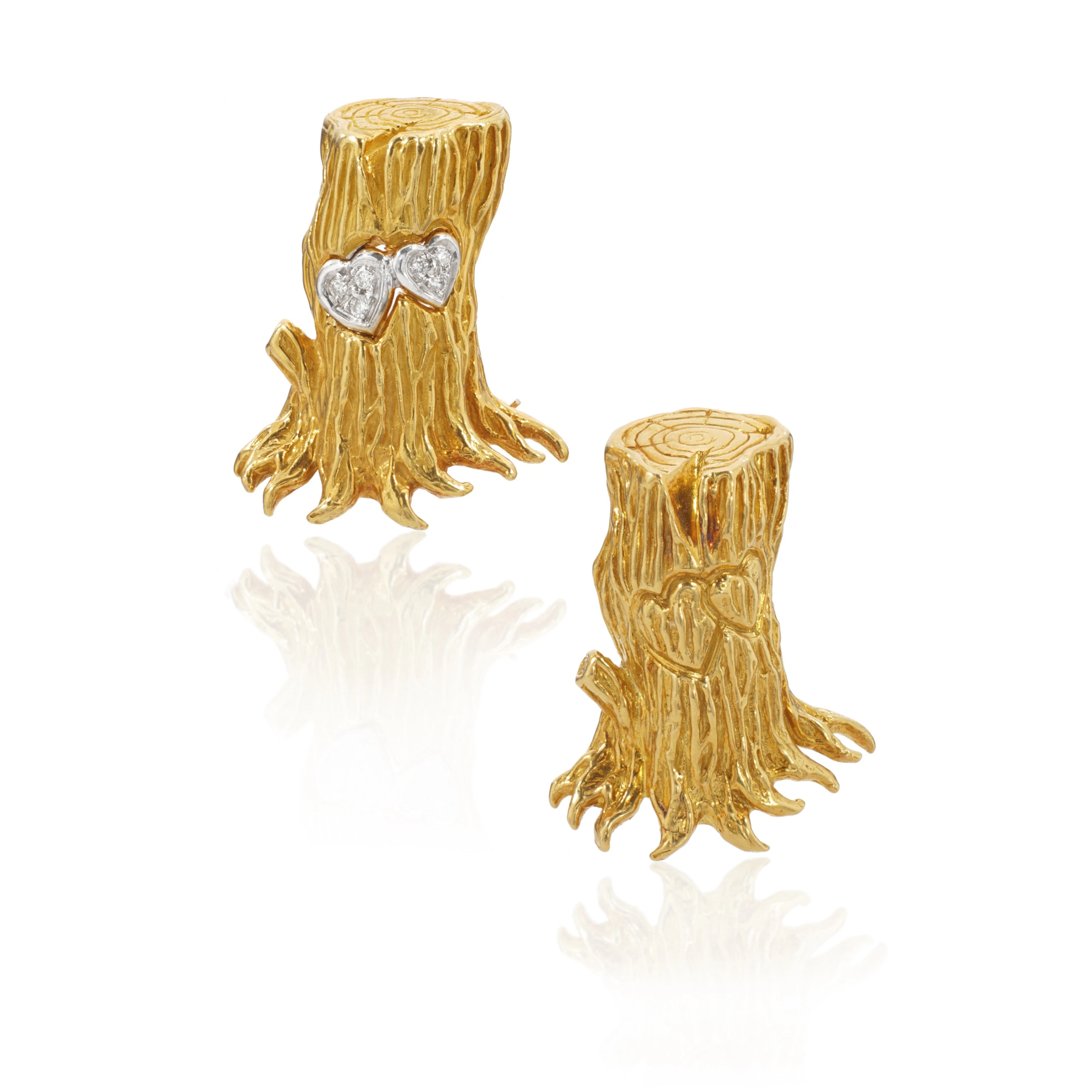 Pair of gold and diamond brooches, circa 1971