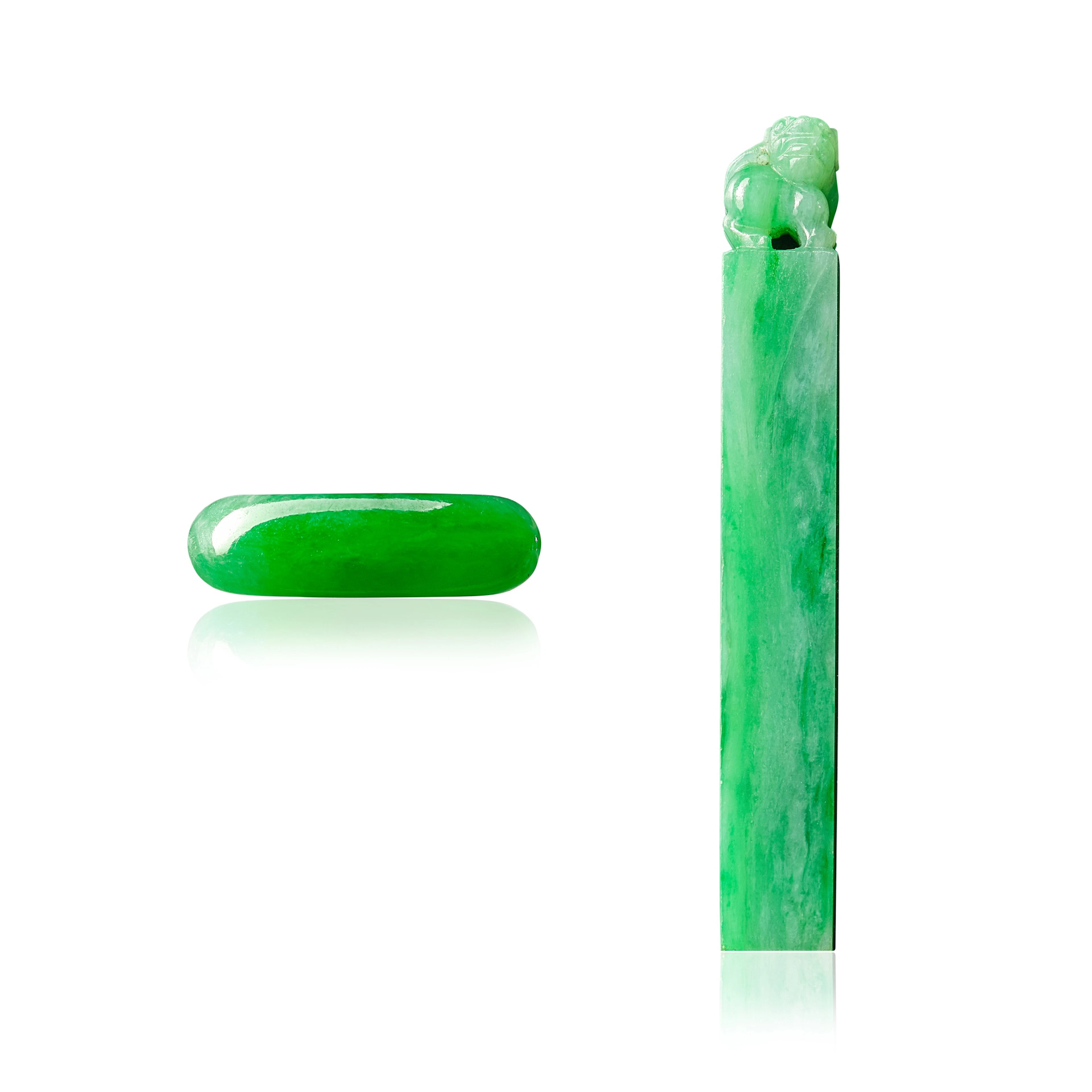 Jadeite Saddle Ring and Seal | 天然翡翠 馬鞍戒指 及 印章