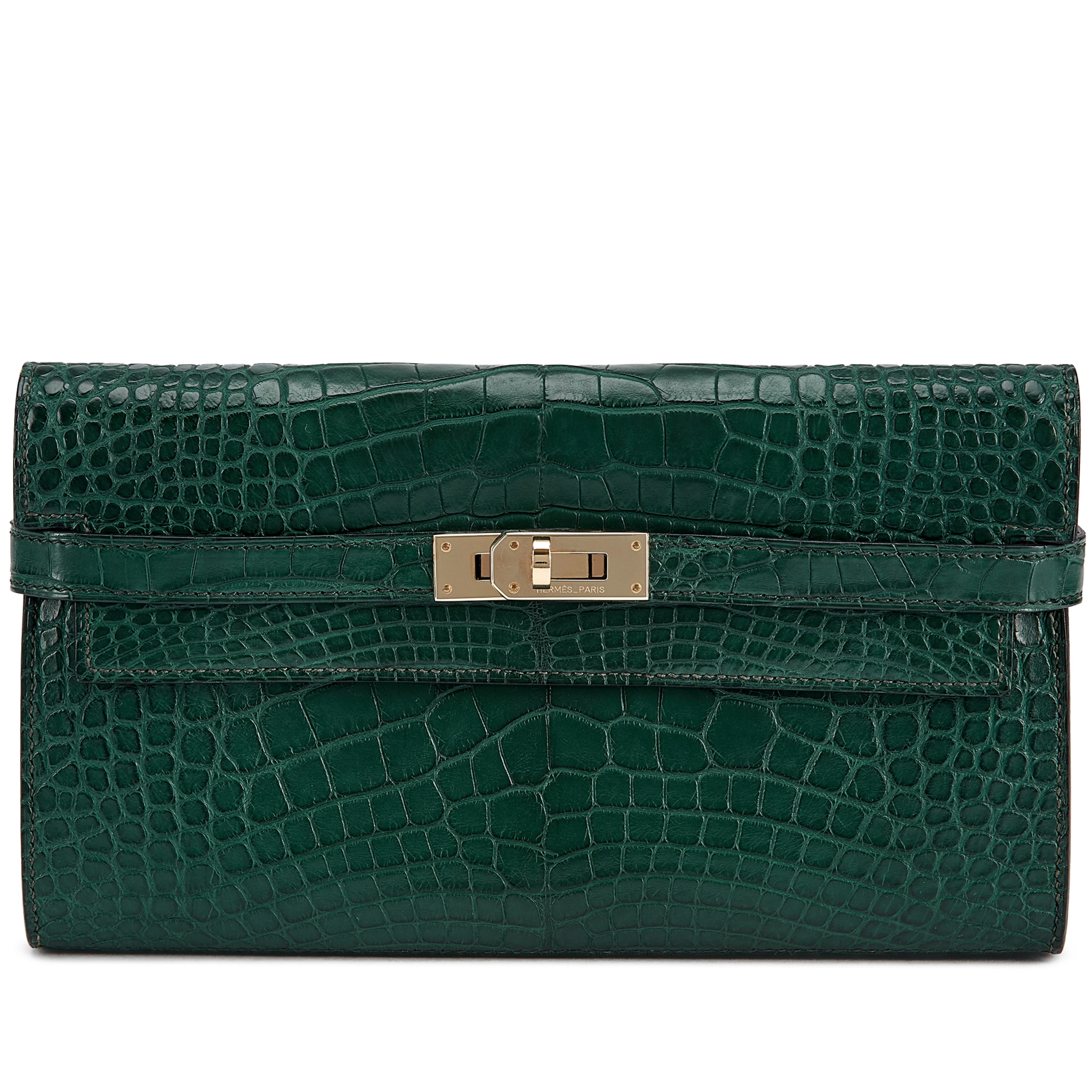 Vert Titien Matte Alligator Kelly Wallet Permabrass Hardware, 2015