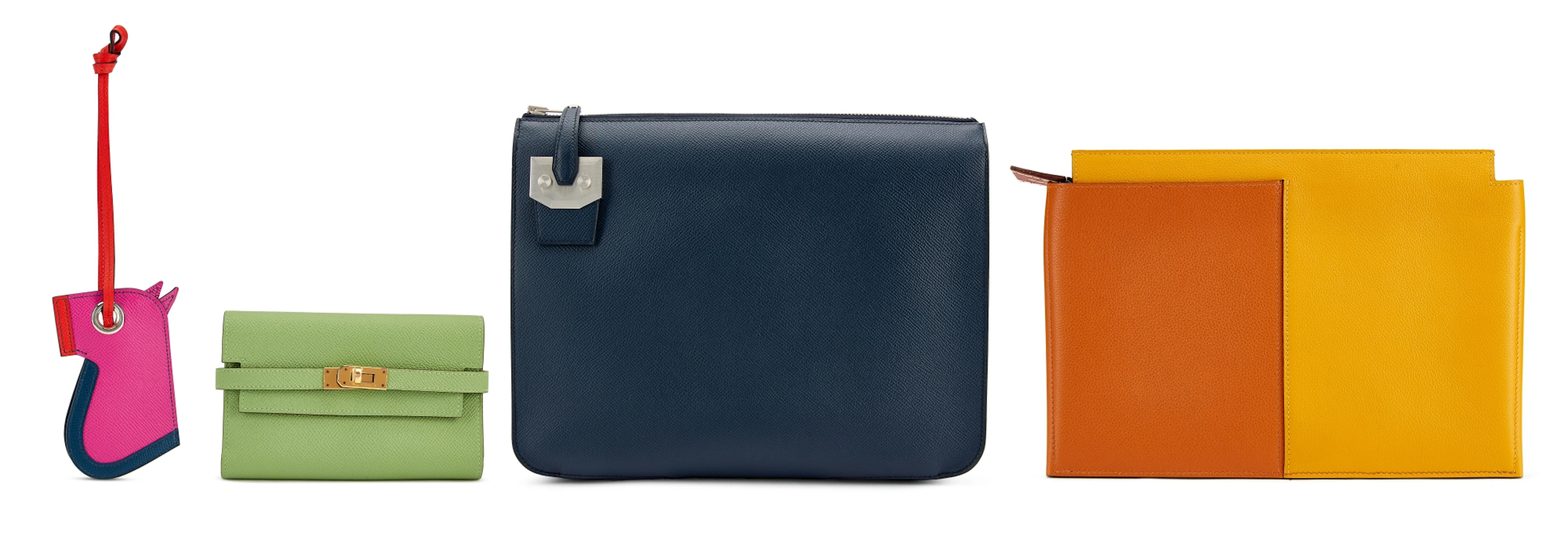 Set of 4 Camail Key Ring, Kelly Depliant Wallet, Cityhall Pouch and Necto Clutch
