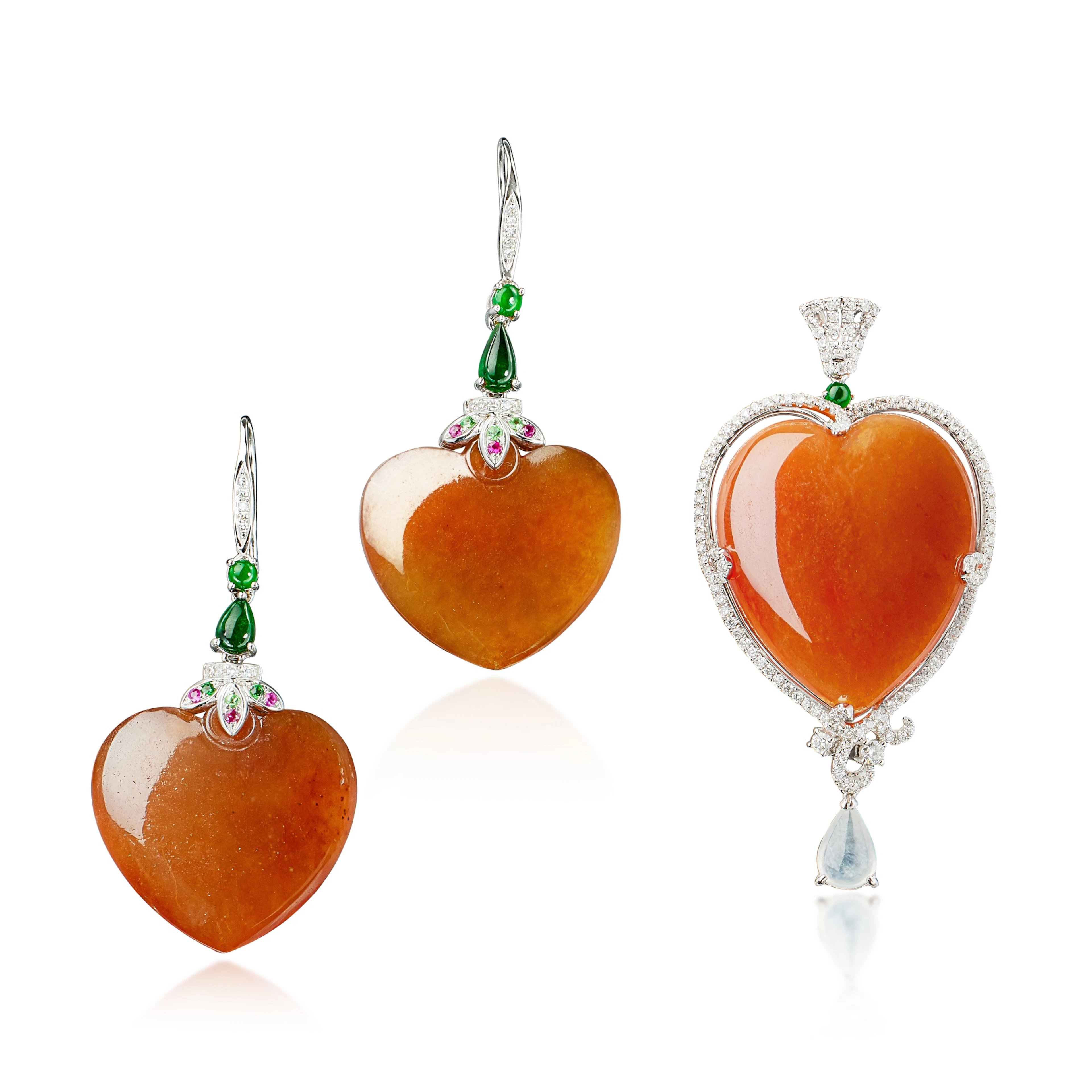 Group of Jadeite, Diamond and Gem Set Jewellery | 天然翡翠 配 鑽石 及 寳石 珠寶首飾一组