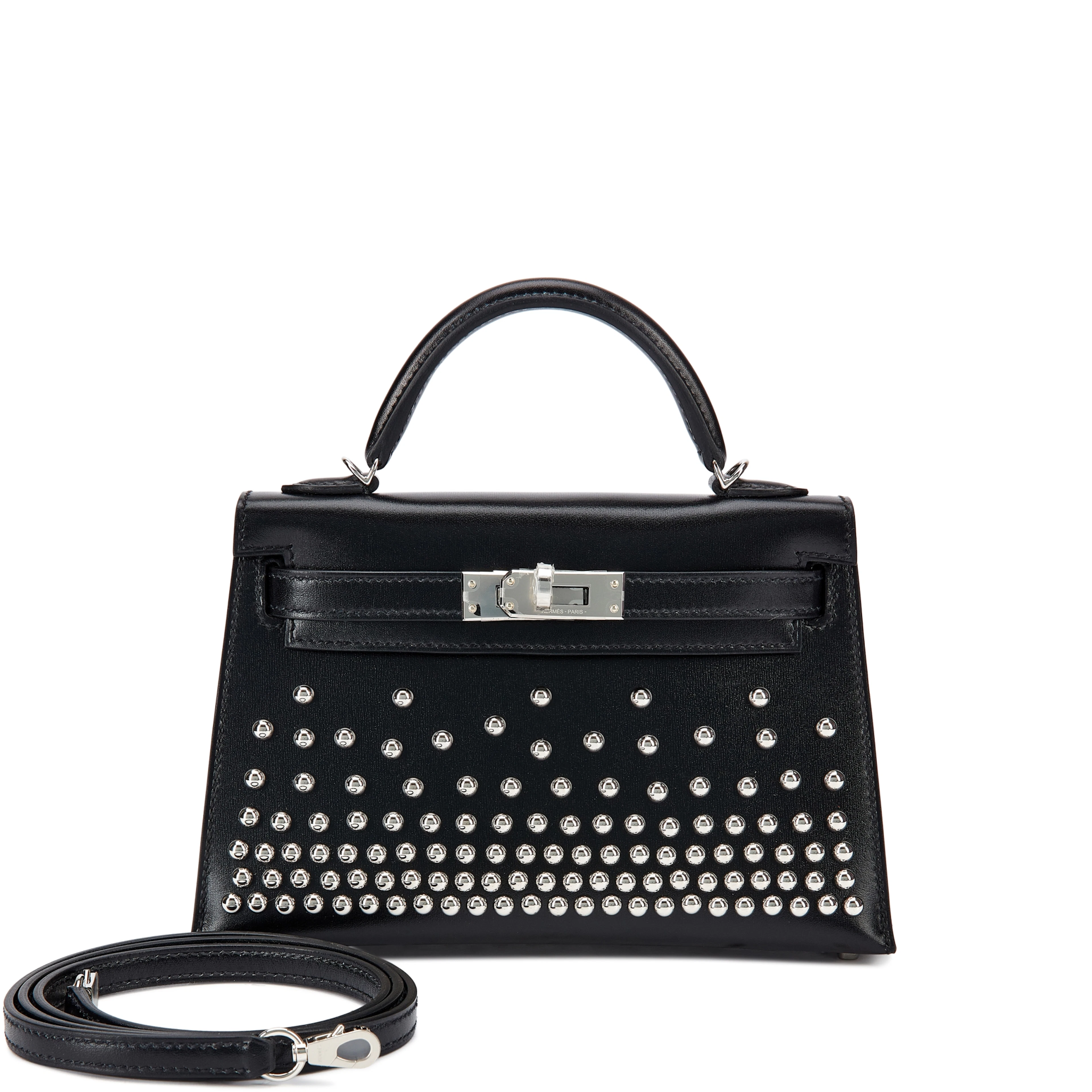 Limited Edition Black Box Cloute Studded Mini Kelly II 20 Palladium Hardware