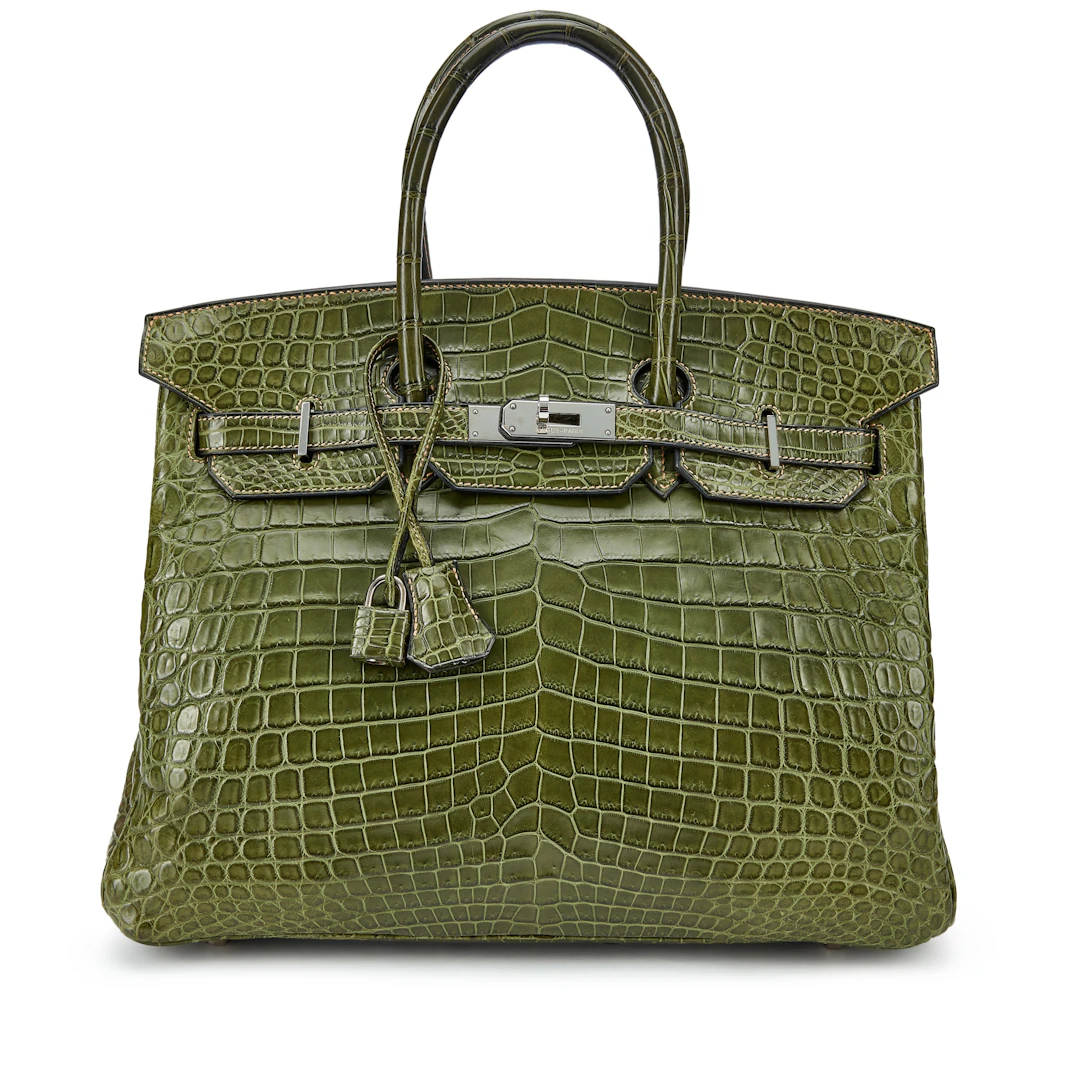 Vert Veronese Matte Niloticus Crocodile Birkin 35 Palladium Hardware, 2003