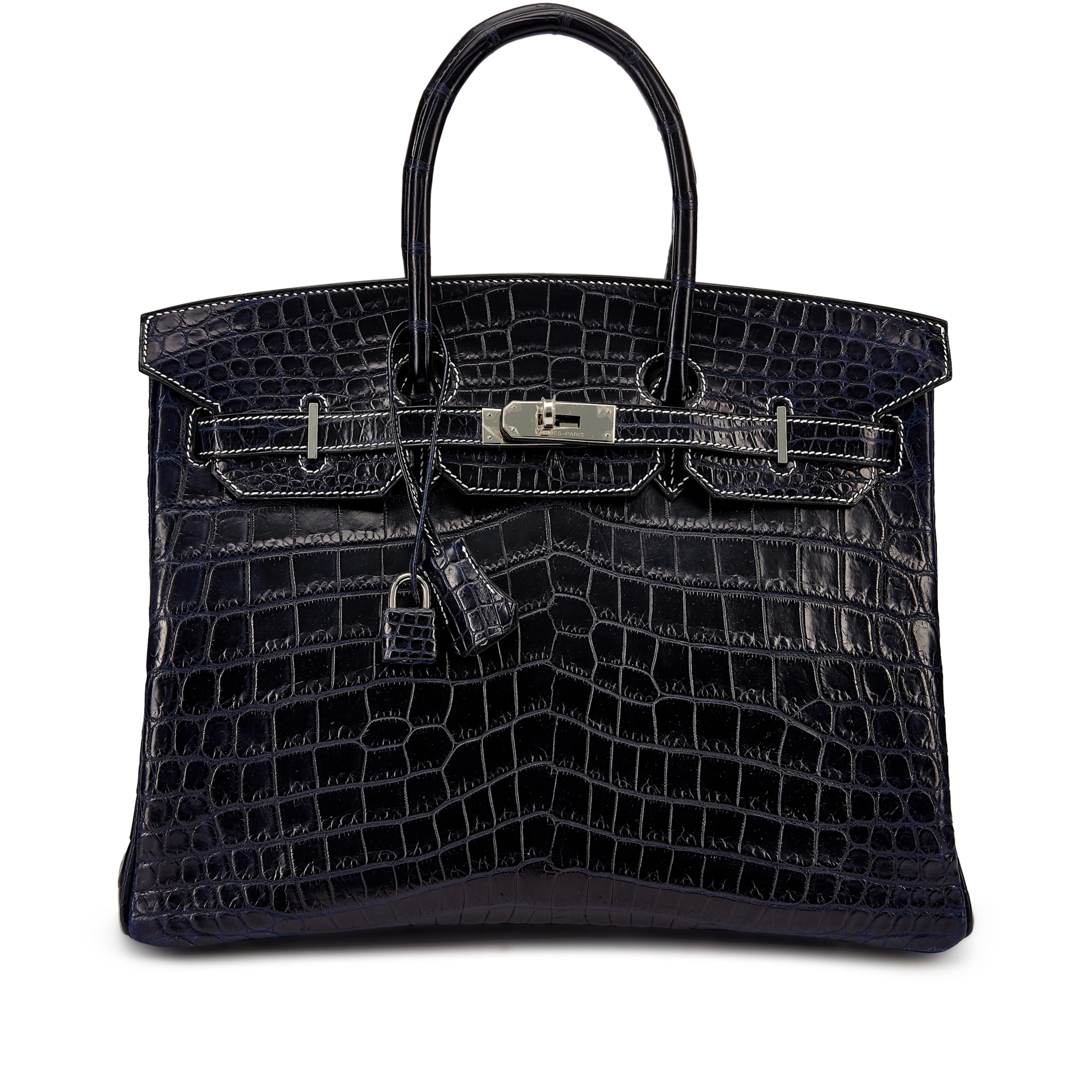 Bleu Indigo Matte Niloticus Crocodile Birkin 35 Palladium Hardware, 2006