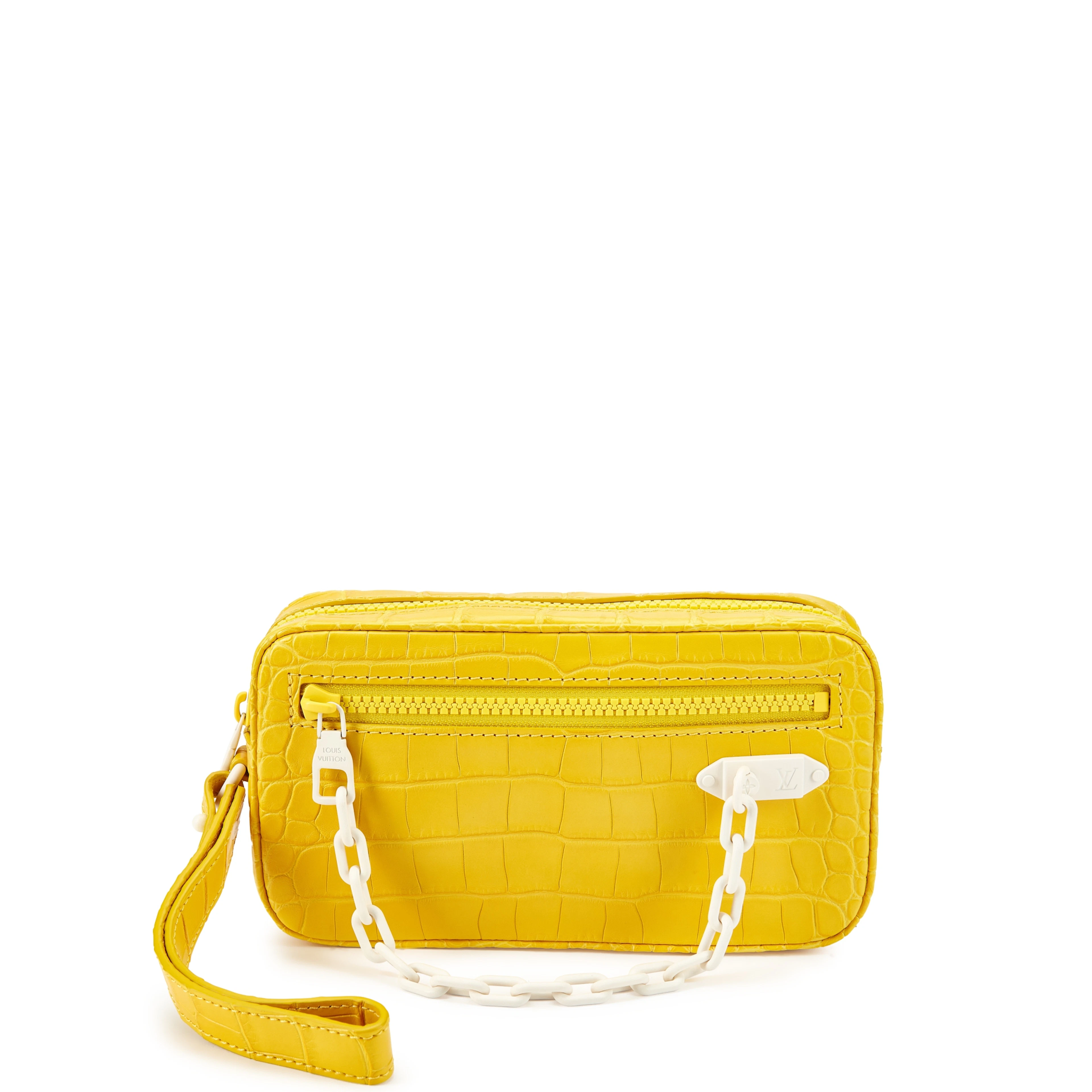 Limited Edition Yellow Matte Alligator Pochette Volga Matte White Hardware, 2018