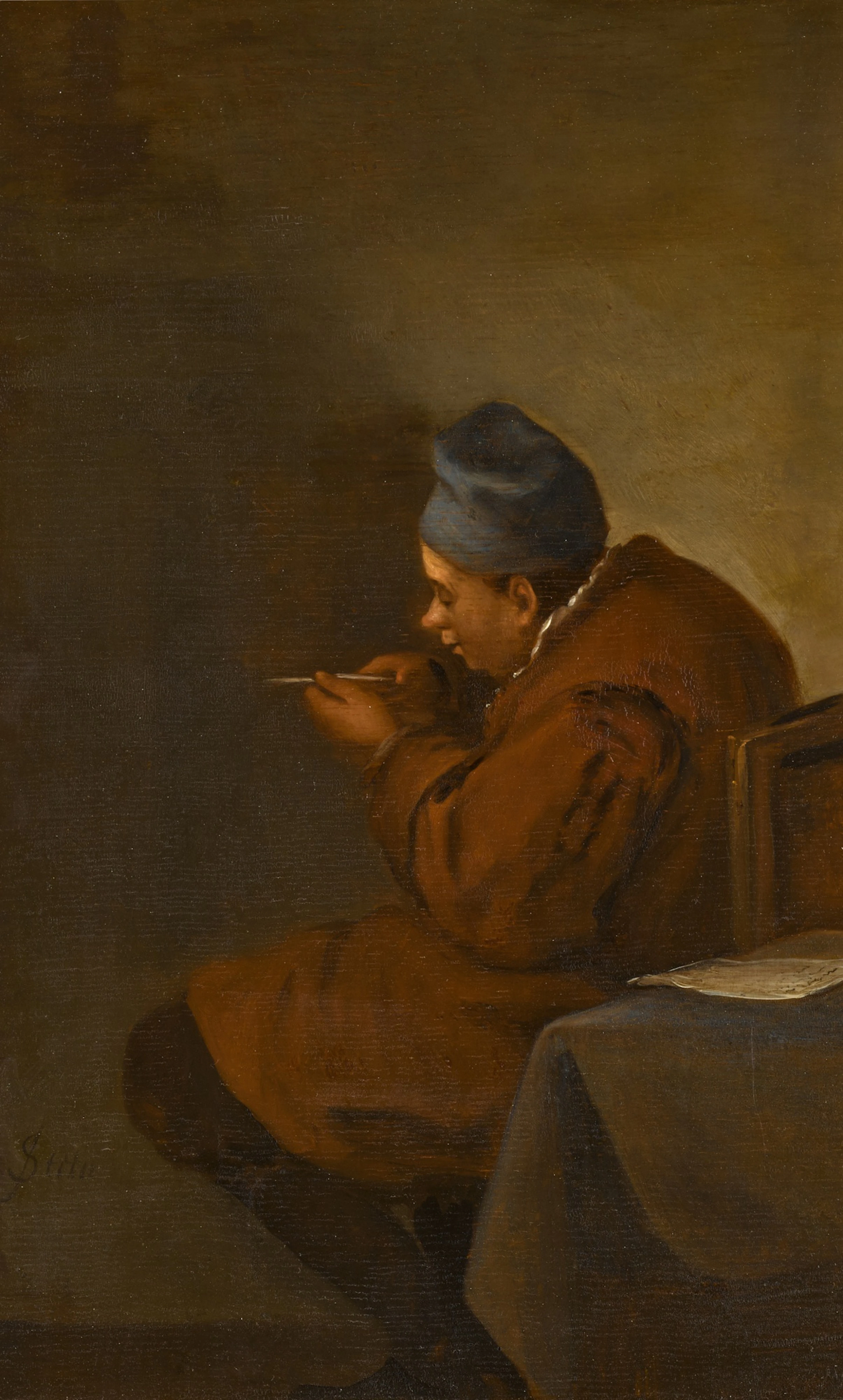 Man Sharpening a Pe